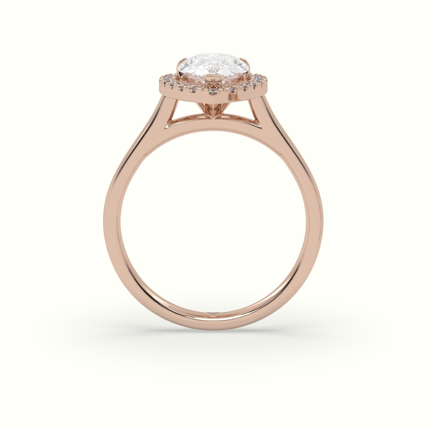 18K Rose Gold Pear Cut Halo Diamond Engagement Ring