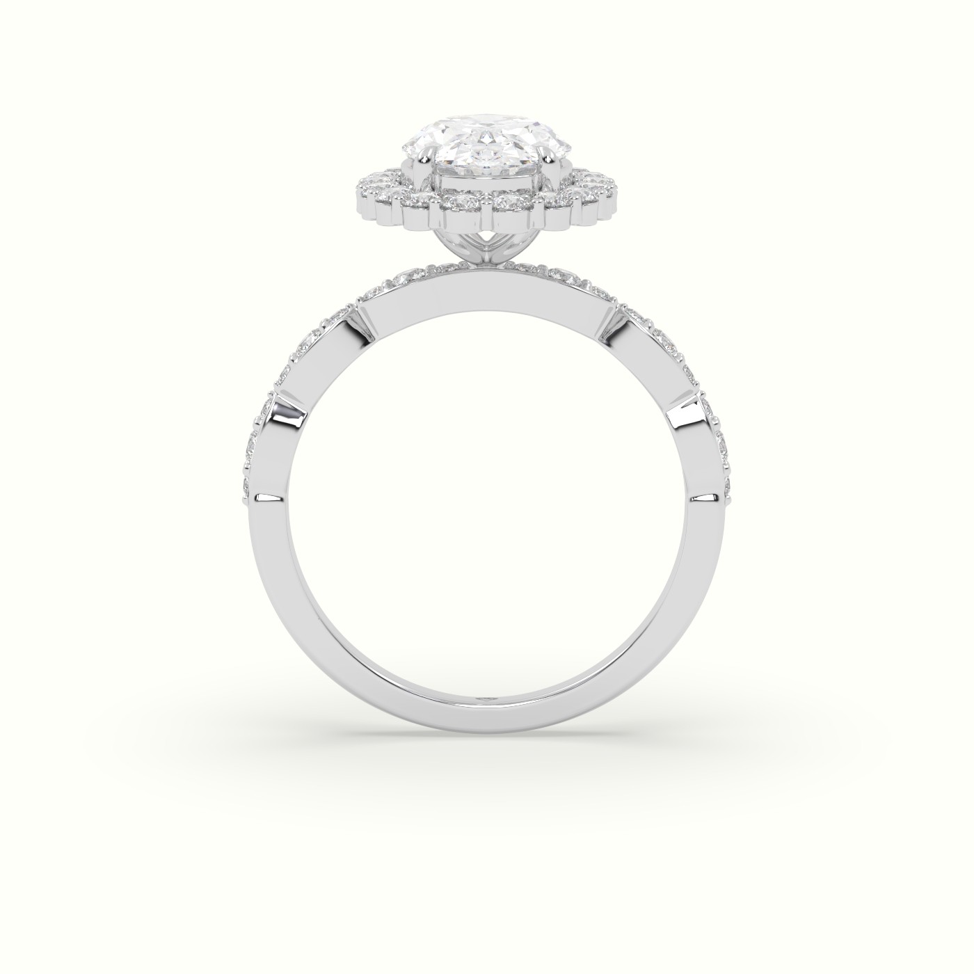 18K White Gold Oval Cut Grand Halo Diamond Engagement Ring