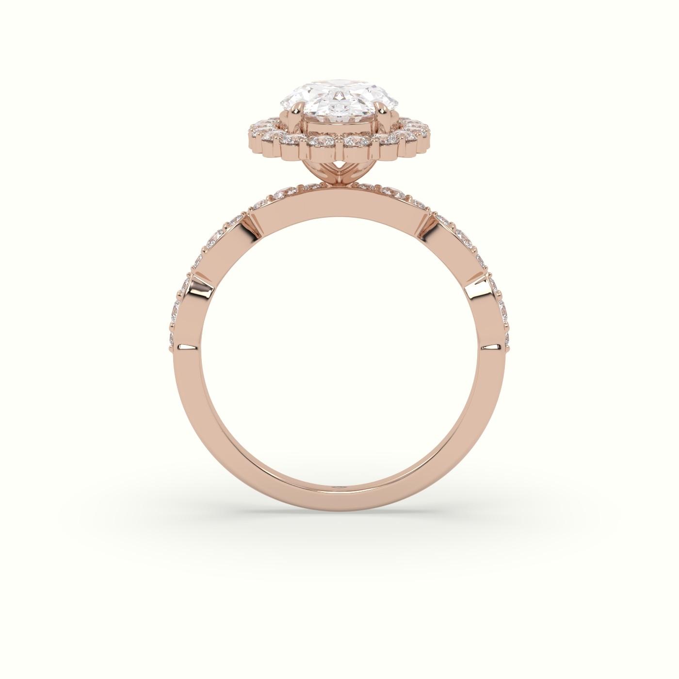 18K Rose Gold Oval Cut Grand Halo Diamond Engagement Ring