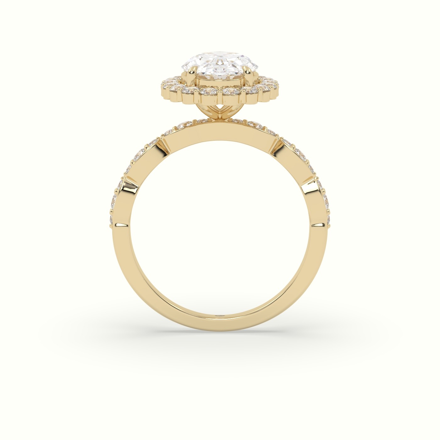 18K Yellow Gold Oval Cut Grand Halo Diamond Engagement Ring