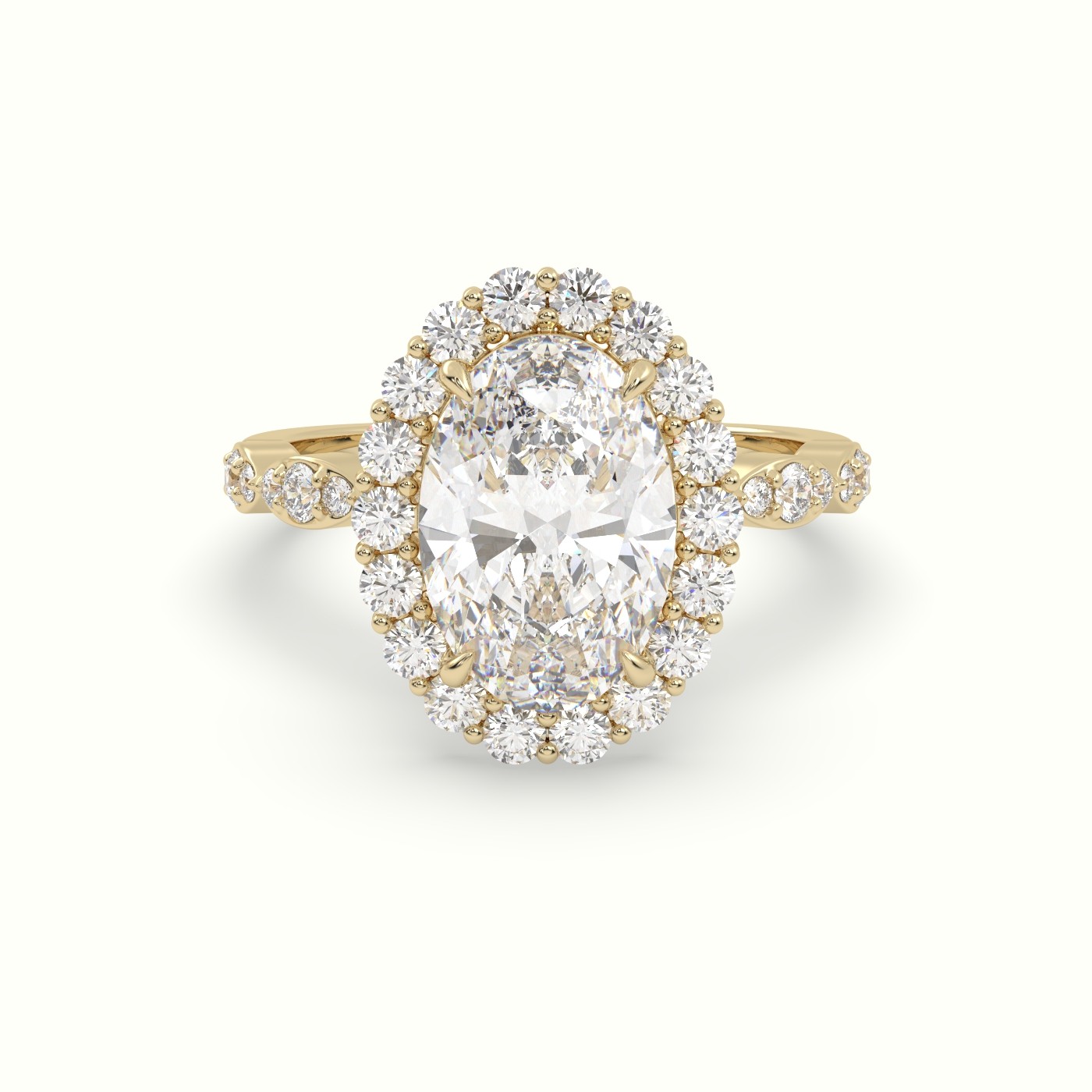 18K Yellow Gold Oval Cut Grand Halo Diamond Engagement Ring