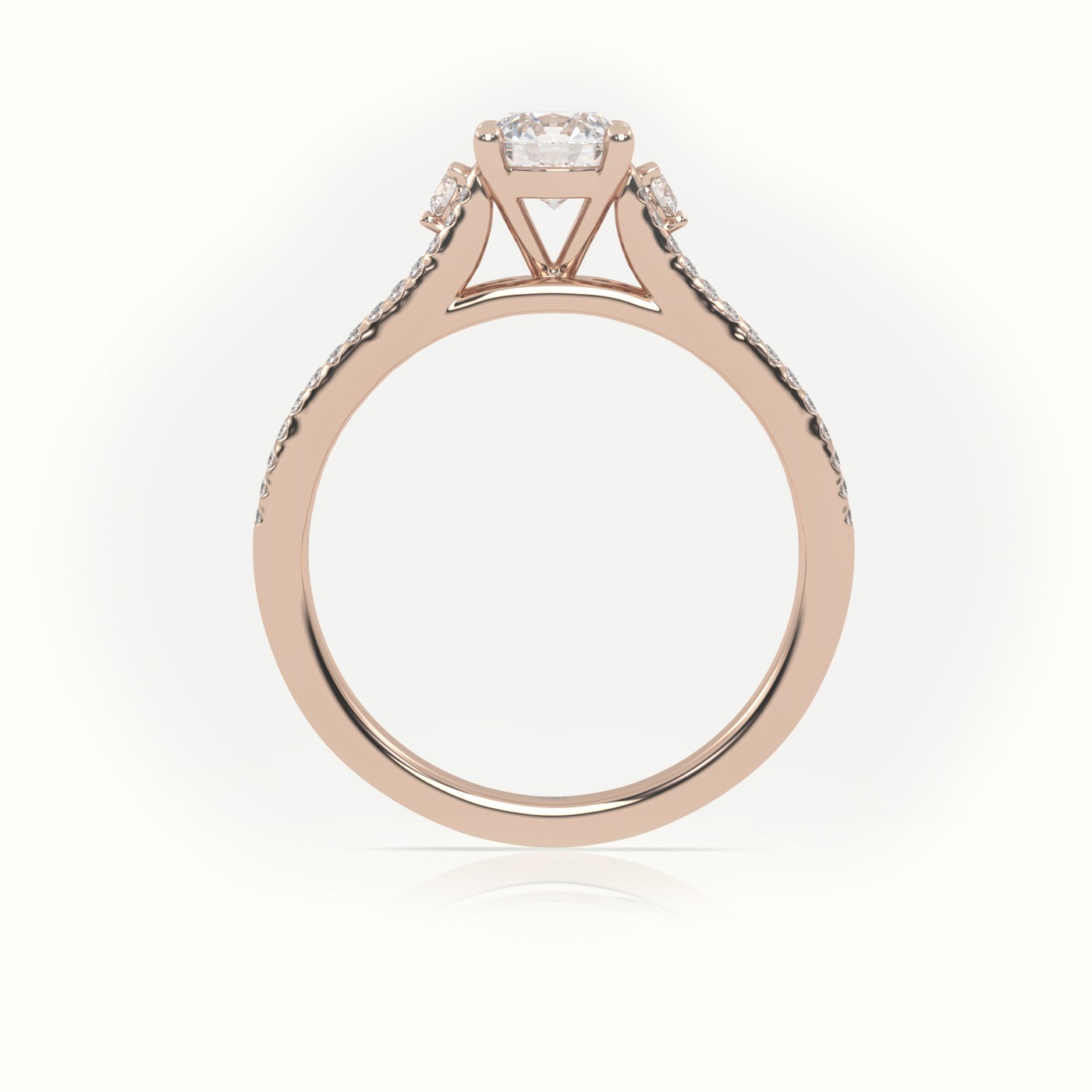 18K ROSE GOLD ROUND CUT DIAMOND 4 PRONGS SPLIT SHANK VINTAGE ENGAGEMENT RING