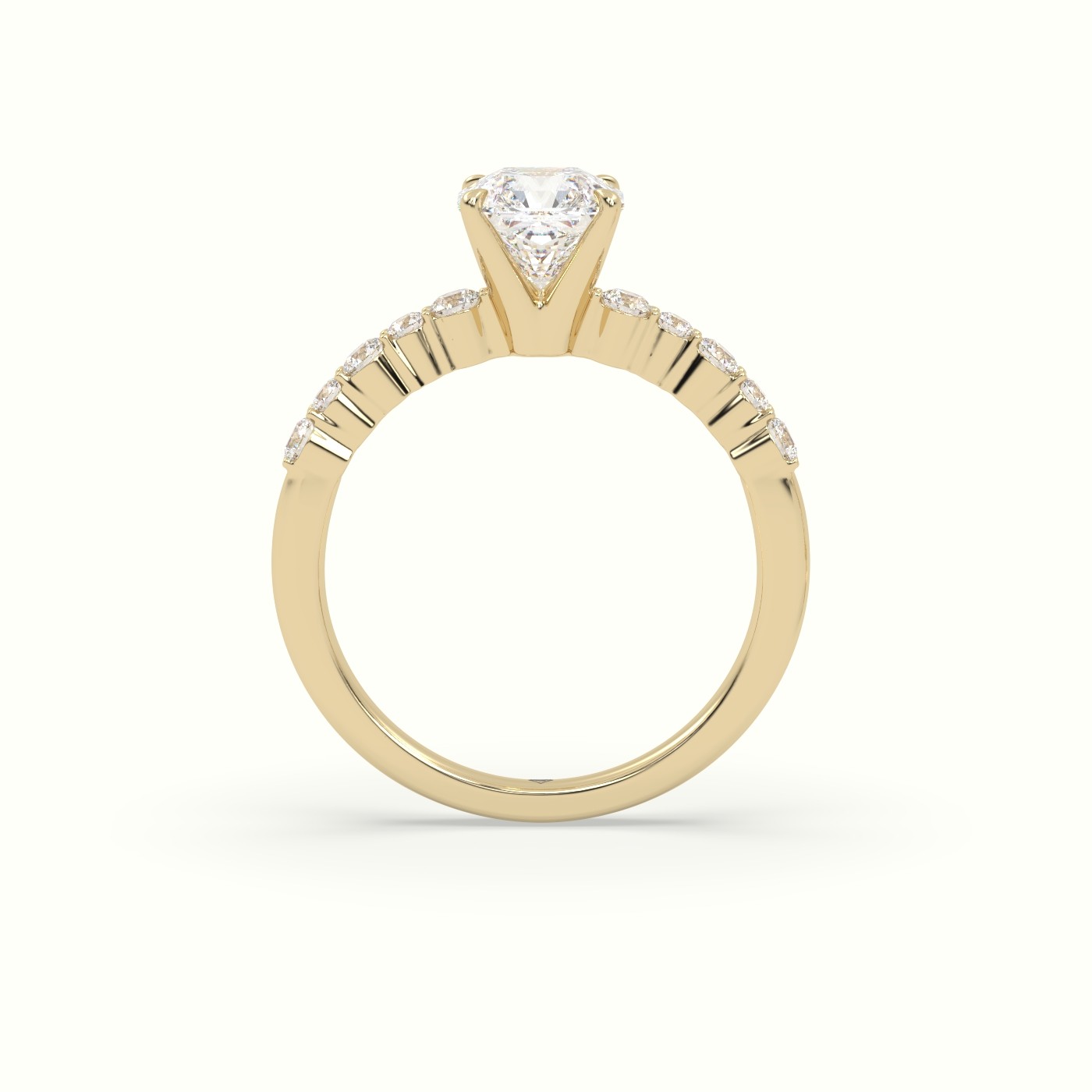 18K Yellow Gold Asscher Cut Diamond Pave Engagement Ring