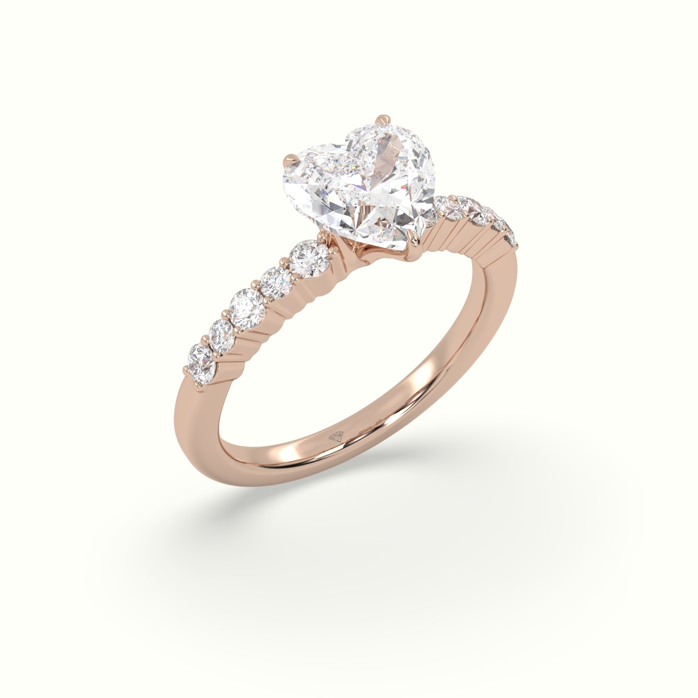 18K Rose Gold Heart Cut Diamond Pave Engagement Ring
