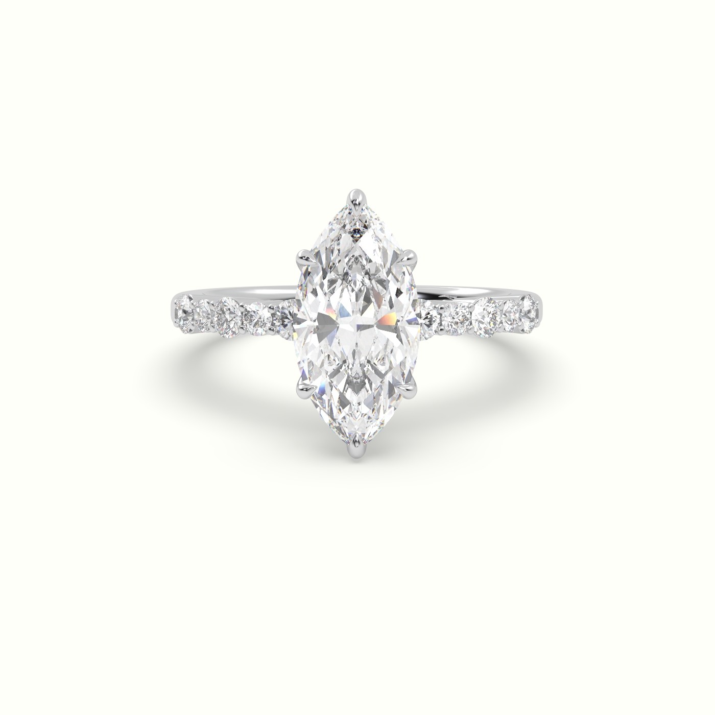 18K White Gold Marquise Cut Diamond Pave Engagement Ring