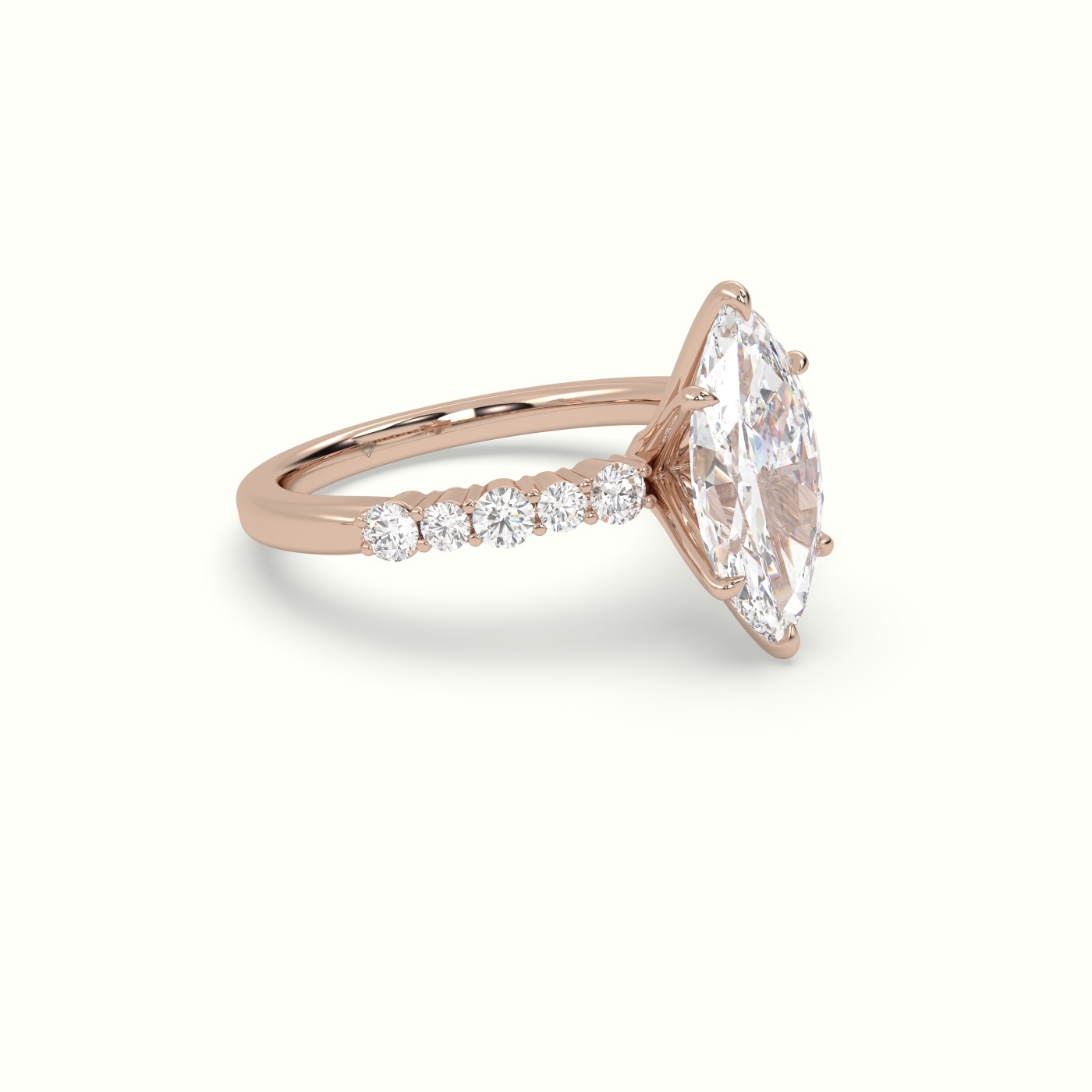 18K Rose Gold Marquise Cut Diamond Pave Engagement Ring