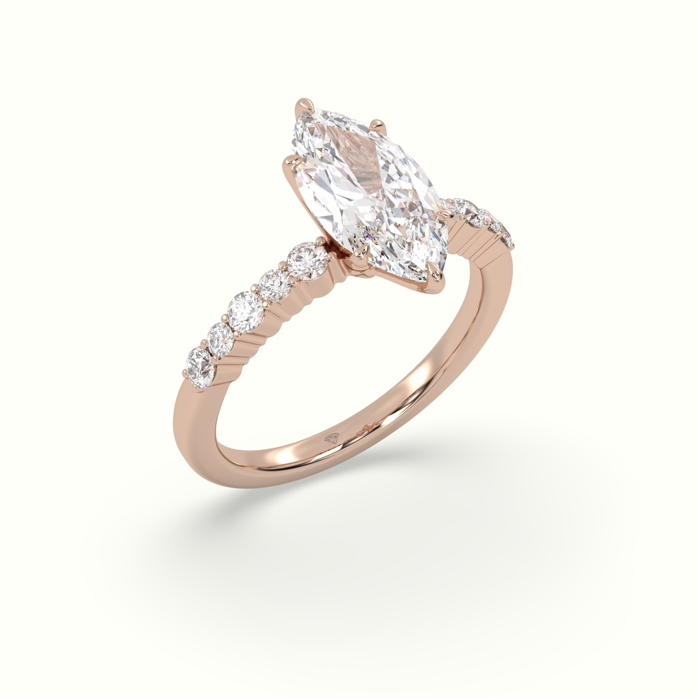 18K Rose Gold Marquise Cut Diamond Pave Engagement Ring