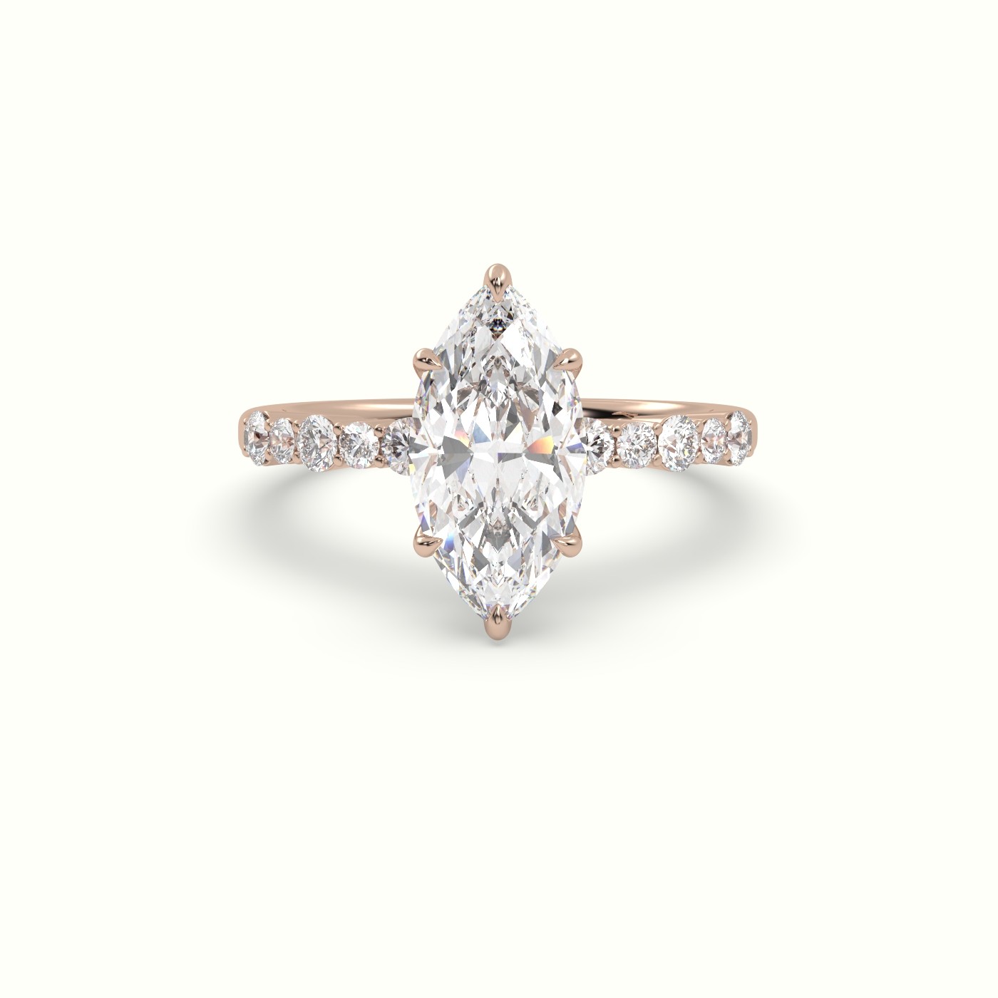18K Rose Gold Marquise Cut Diamond Pave Engagement Ring