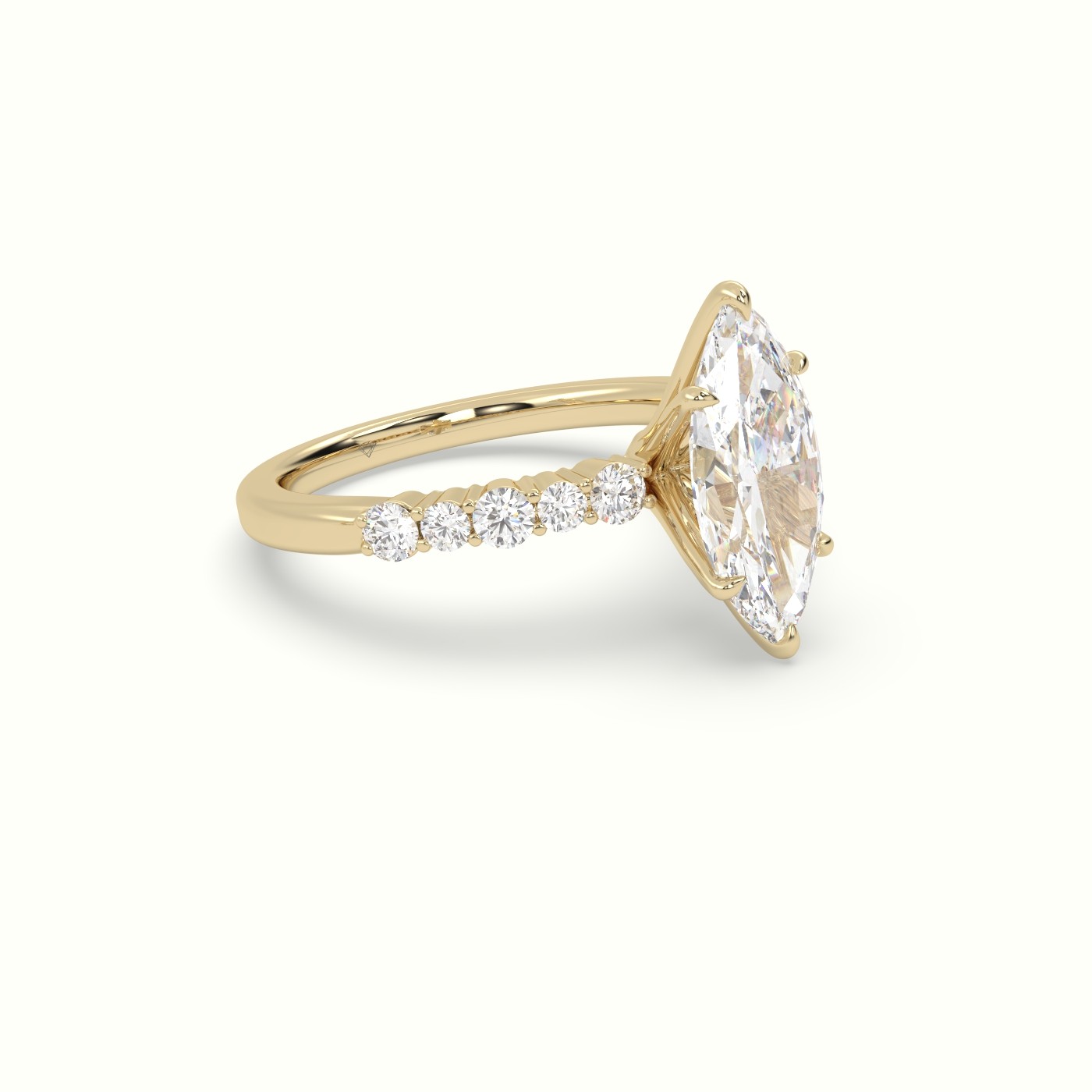 18K Yellow Gold Marquise Cut Diamond Pave Engagement Ring