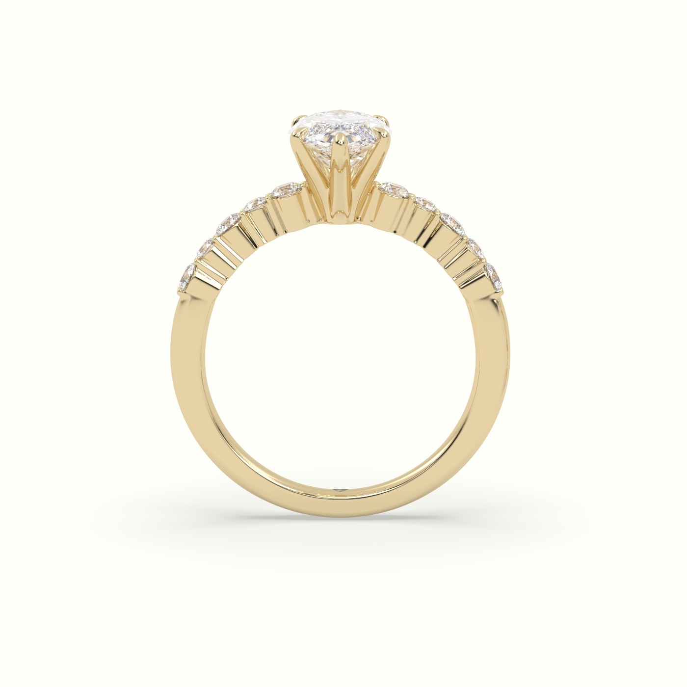 18K Yellow Gold Marquise Cut Diamond Pave Engagement Ring