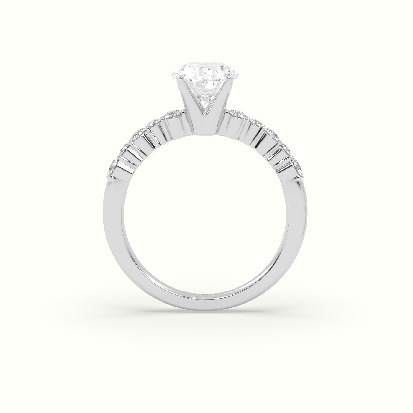 18K White Gold Oval Cut Diamond Pave Engagement Ring