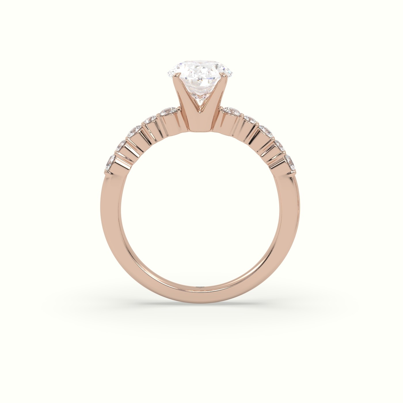 18K Rose Gold Oval Cut Diamond Pave Engagement Ring