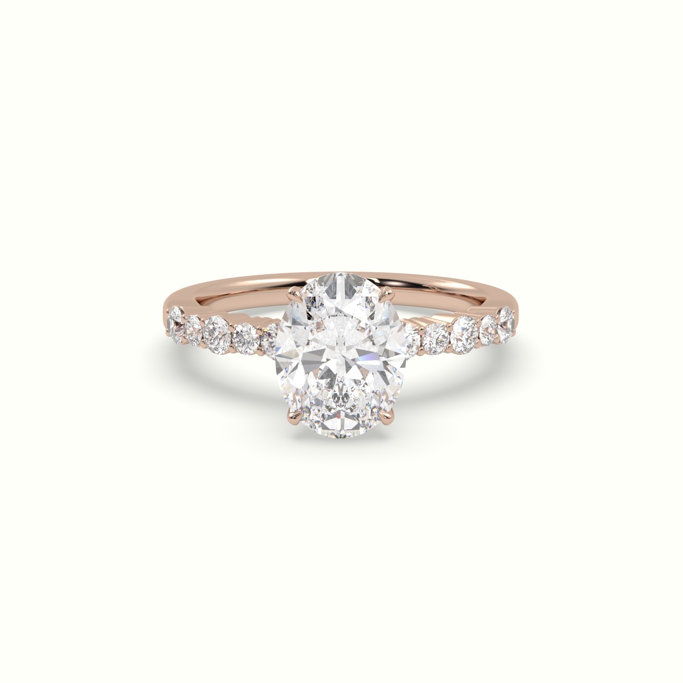 18K Rose Gold Oval Cut Diamond Pave Engagement Ring