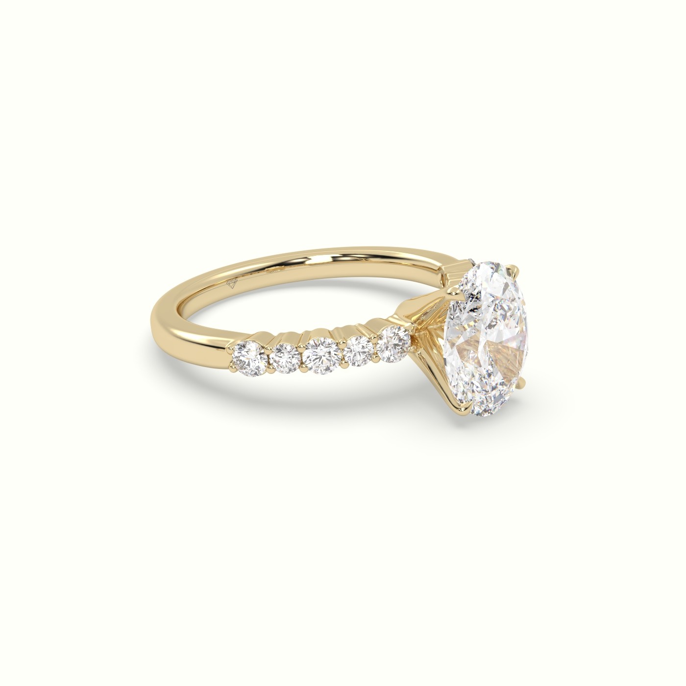 18K Yellow Gold Oval Cut Diamond Pave Engagement Ring