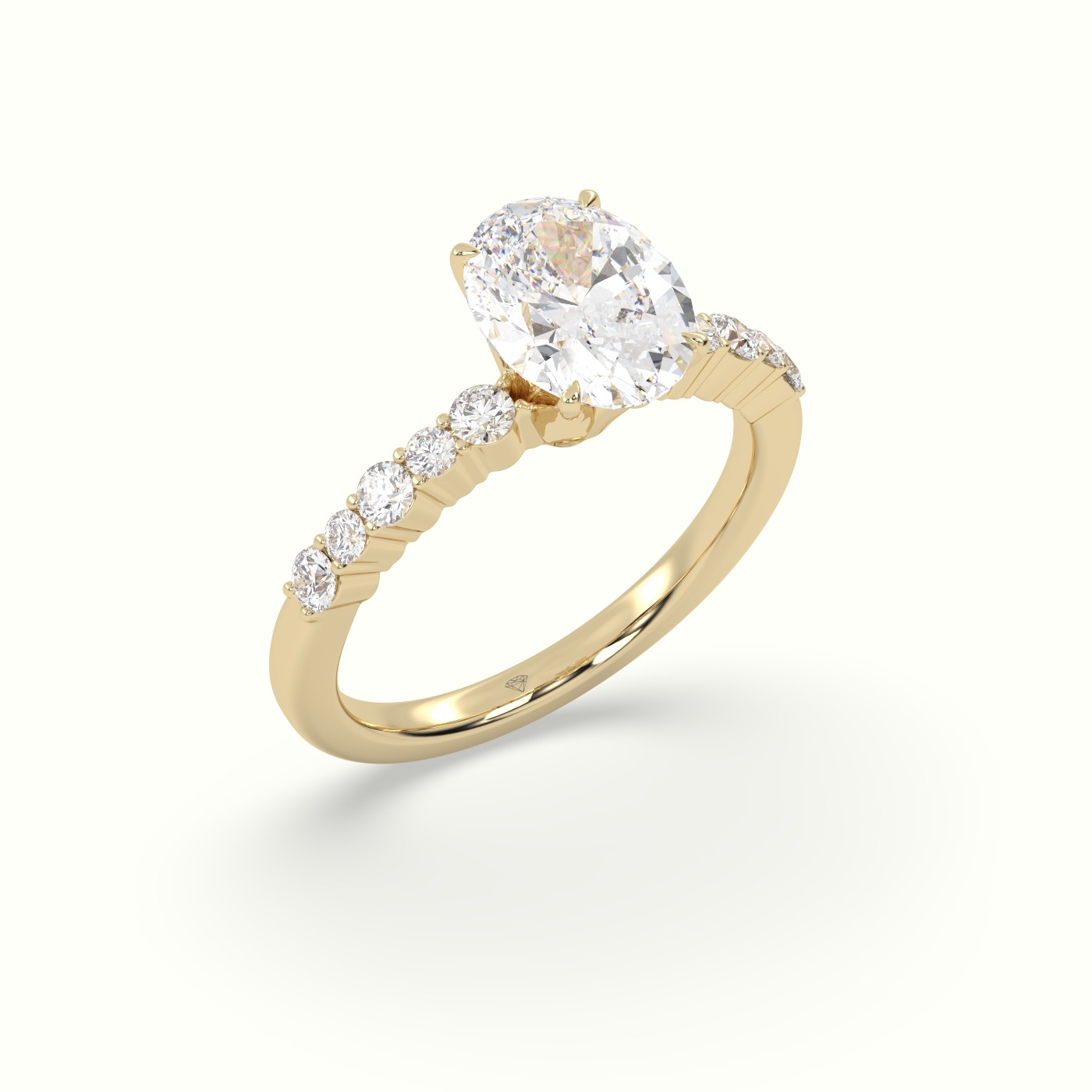 18K Yellow Gold Oval Cut Diamond Pave Engagement Ring