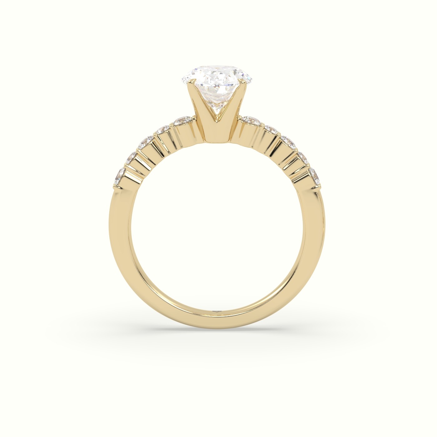 18K Yellow Gold Oval Cut Diamond Pave Engagement Ring