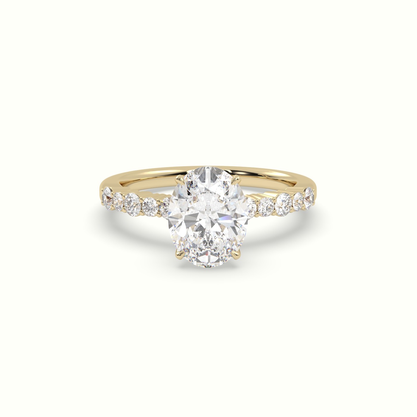18K Yellow Gold Oval Cut Diamond Pave Engagement Ring