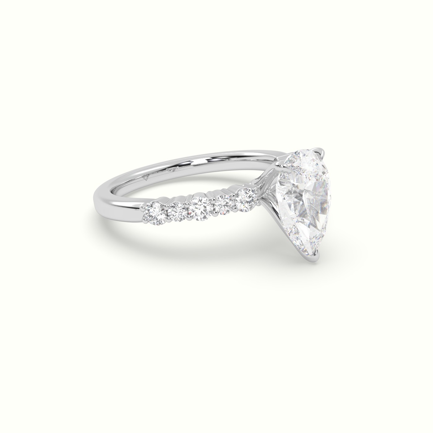 18K White Gold Pear Cut Diamond Pave Engagement Ring