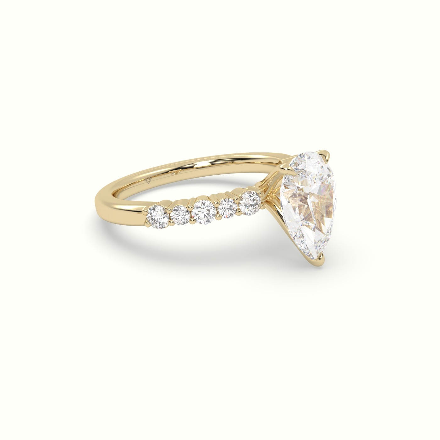18K Yellow Gold Pear Cut Diamond Pave Engagement Ring