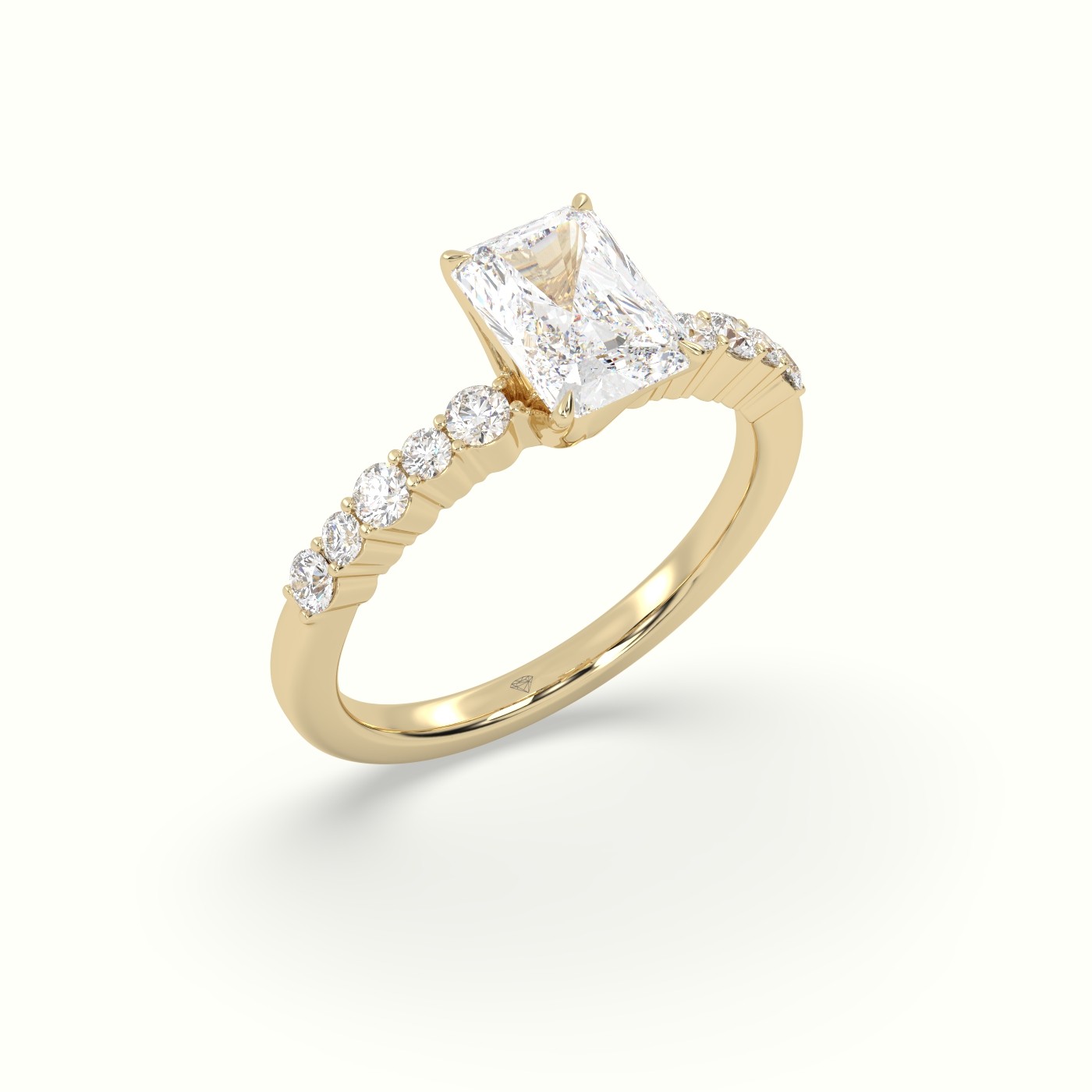 18K Yellow Gold Radiant Cut Diamond Pave Engagement Ring