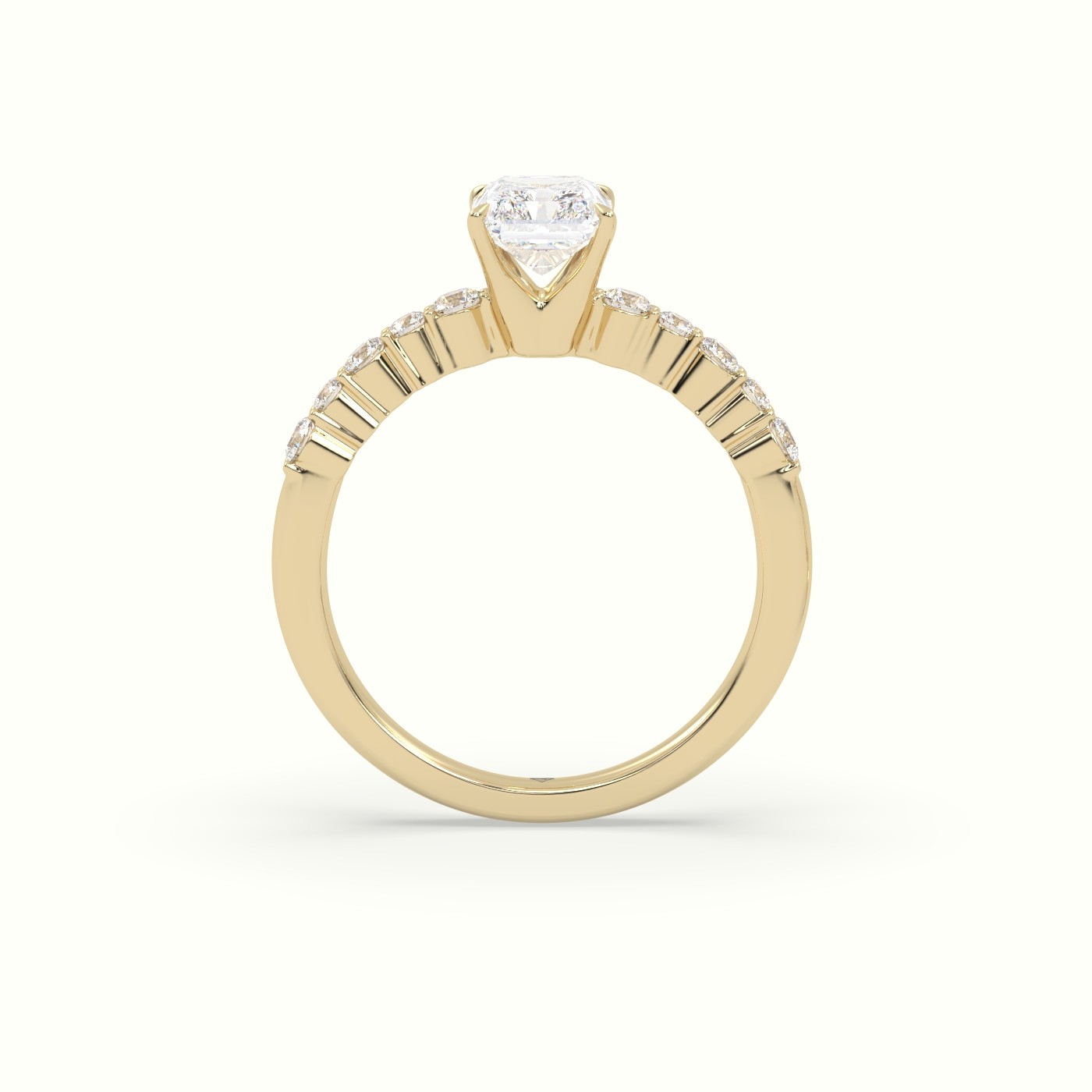 18K Yellow Gold Radiant Cut Diamond Pave Engagement Ring