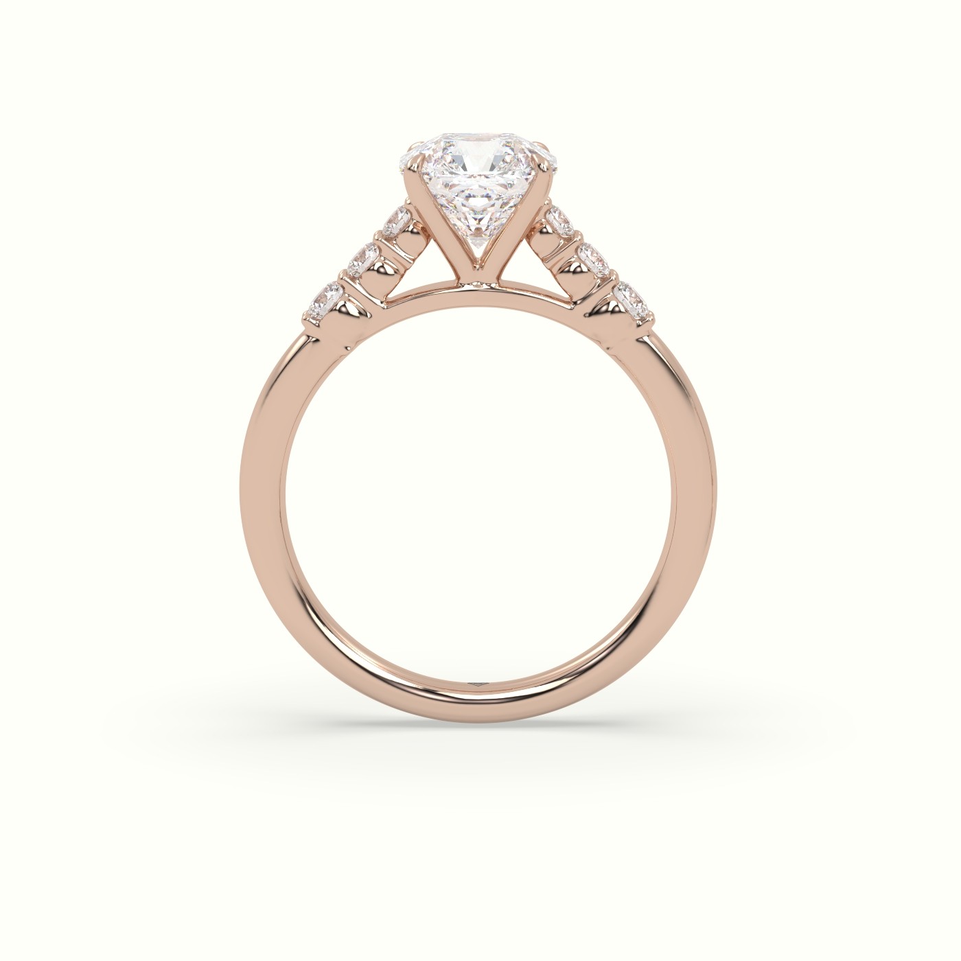 18K Rose Gold Asscher Cut Diamond Engagement Ring with Side Stones