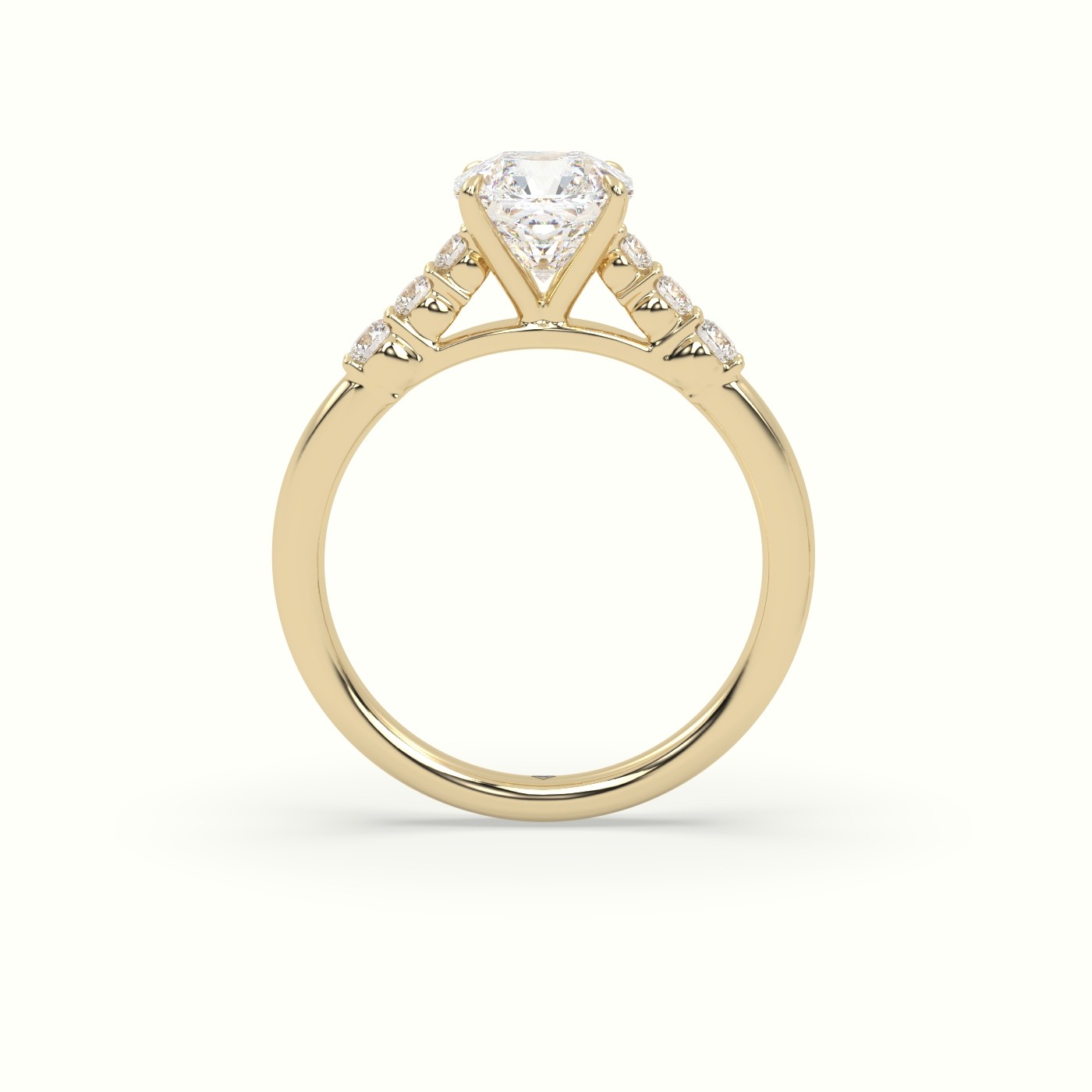 18K Yellow Gold Asscher Cut Diamond Engagement Ring with Side Stones