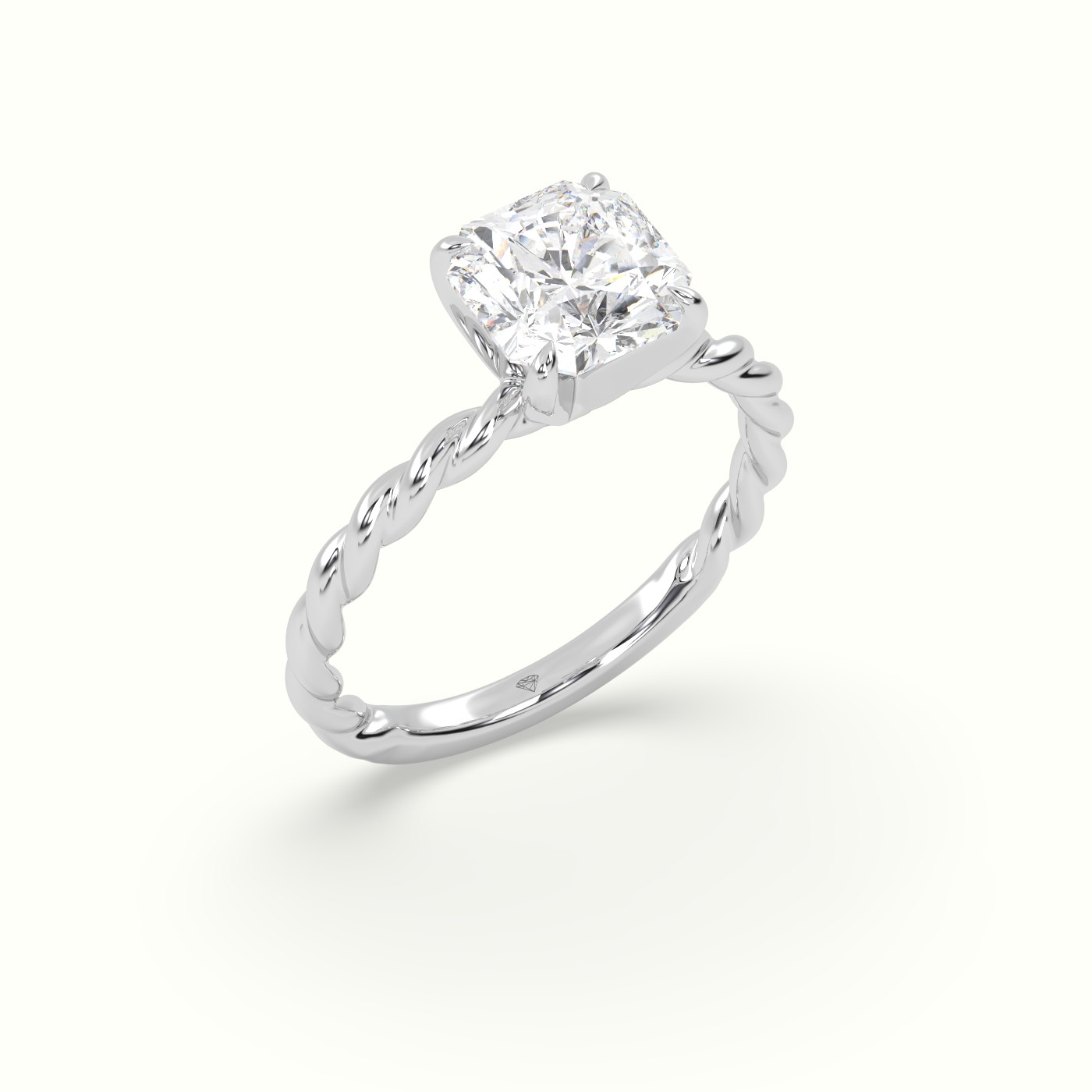 18K White Gold Asscher Cut Diamond Solitaire Engagement Ring