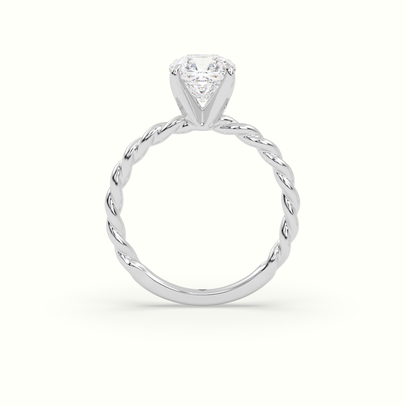 18K White Gold Asscher Cut Diamond Solitaire Engagement Ring