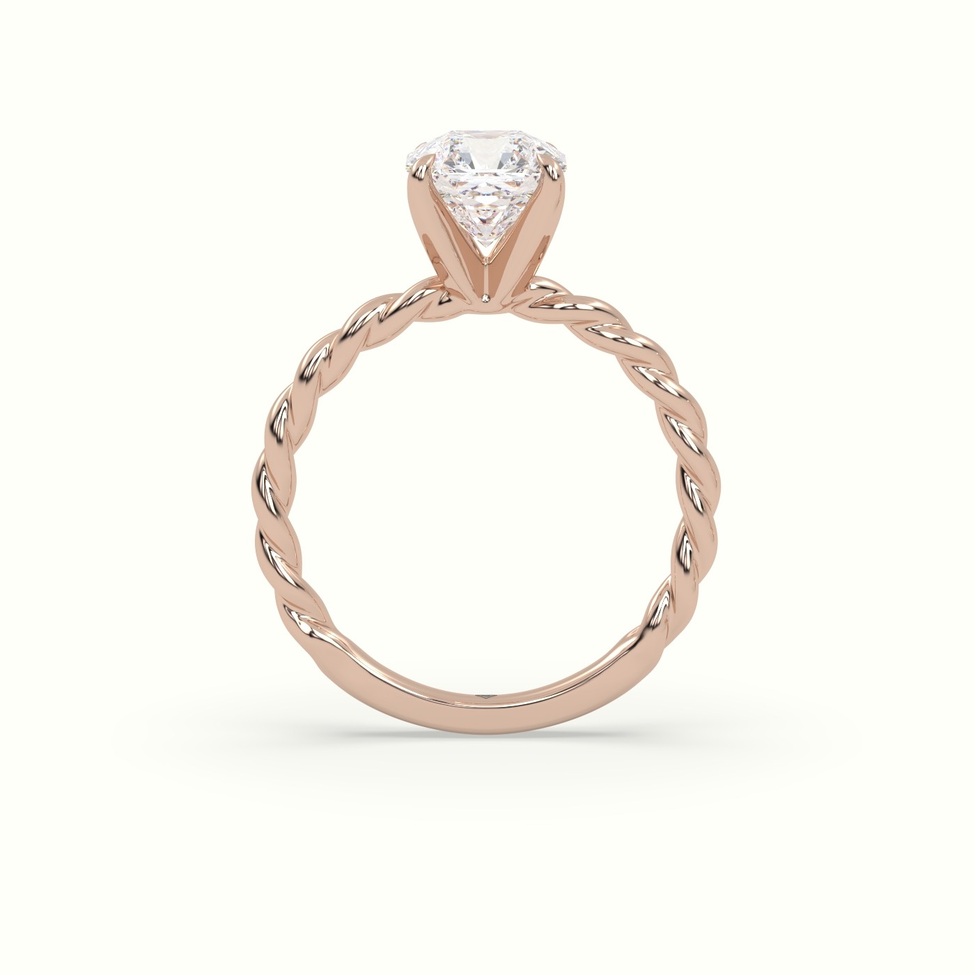 18K Rose Gold Asscher Cut Diamond Solitaire Engagement Ring
