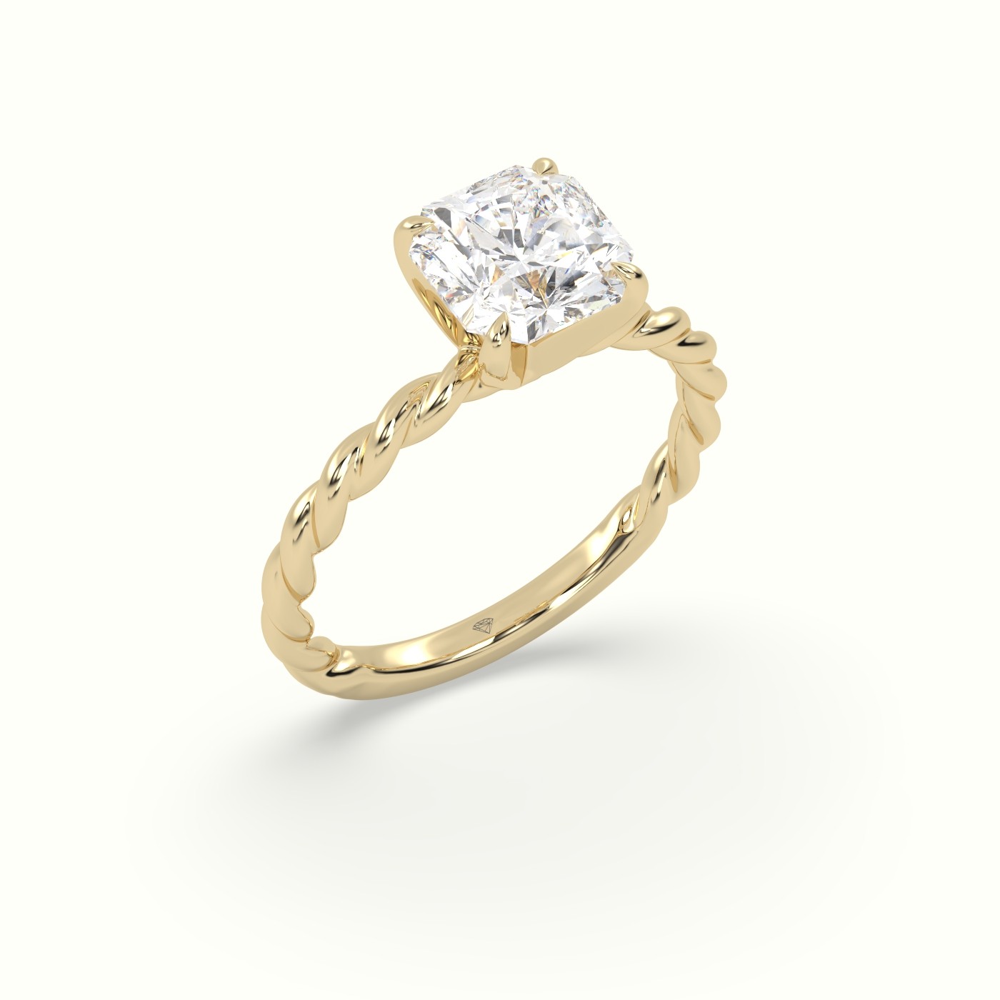 18K Yellow Gold Asscher Cut Diamond Solitaire Engagement Ring