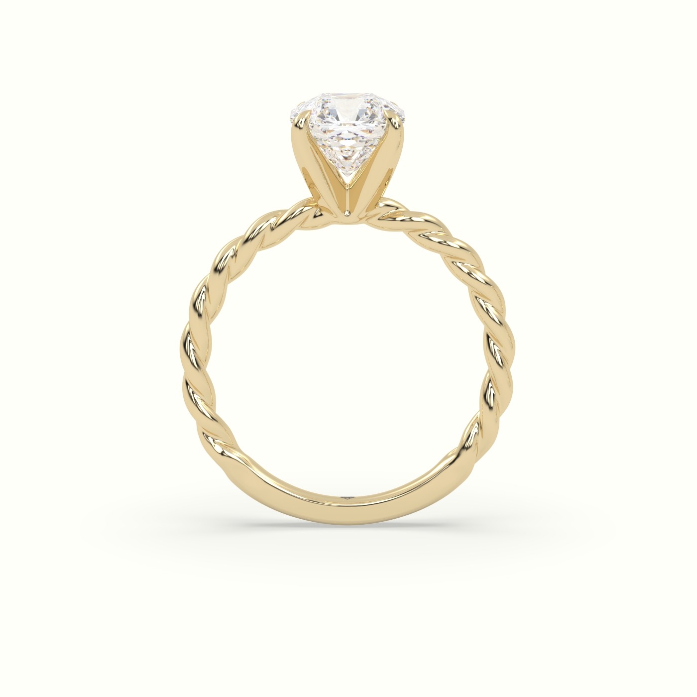 18K Yellow Gold Asscher Cut Diamond Solitaire Engagement Ring