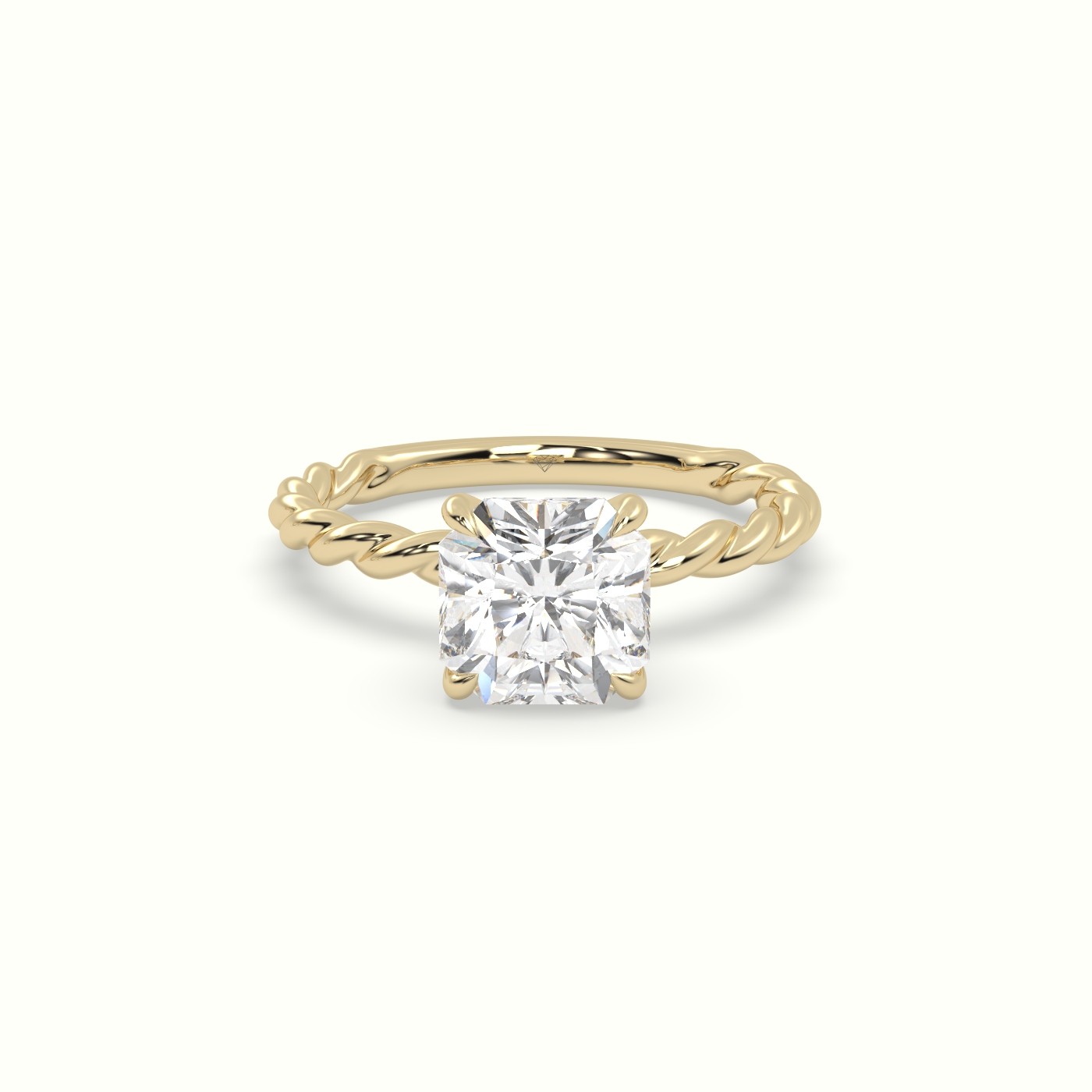 18K Yellow Gold Asscher Cut Diamond Solitaire Engagement Ring