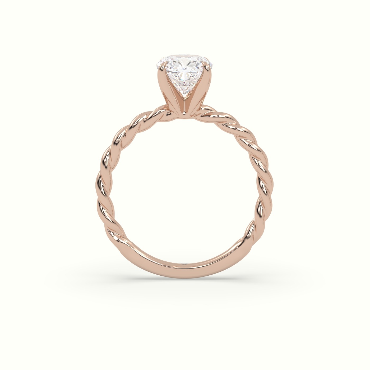 18K Rose Gold Cushion Cut Diamond Solitaire Engagement Ring