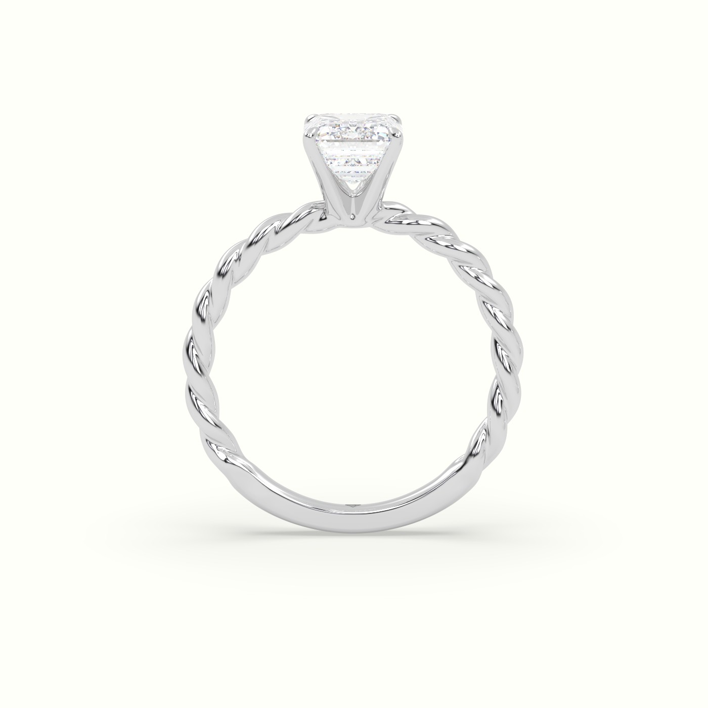 18K White Gold Emerald Cut Diamond Solitaire Engagement Ring