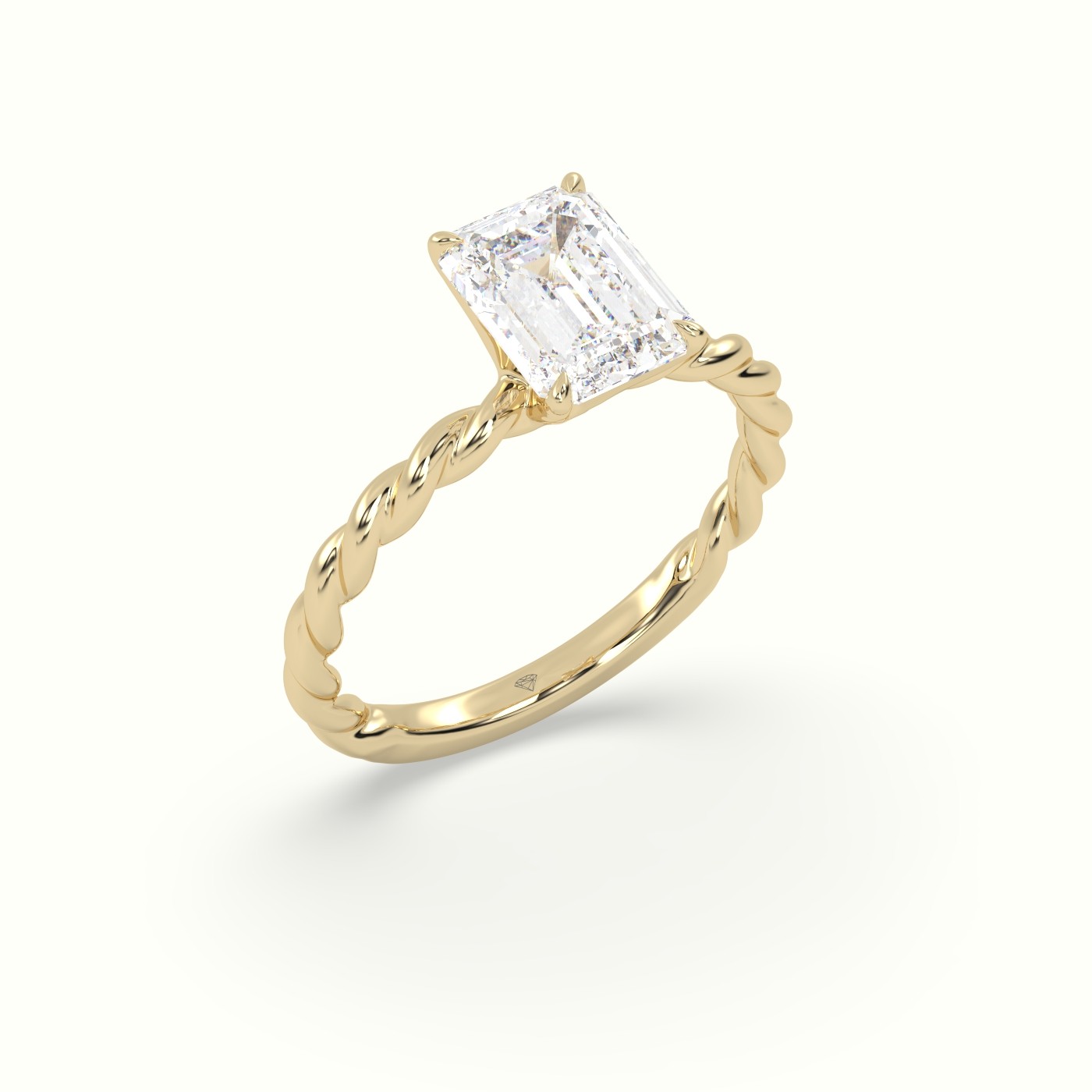 18K Yellow Gold Emerald Cut Diamond Solitaire Engagement Ring