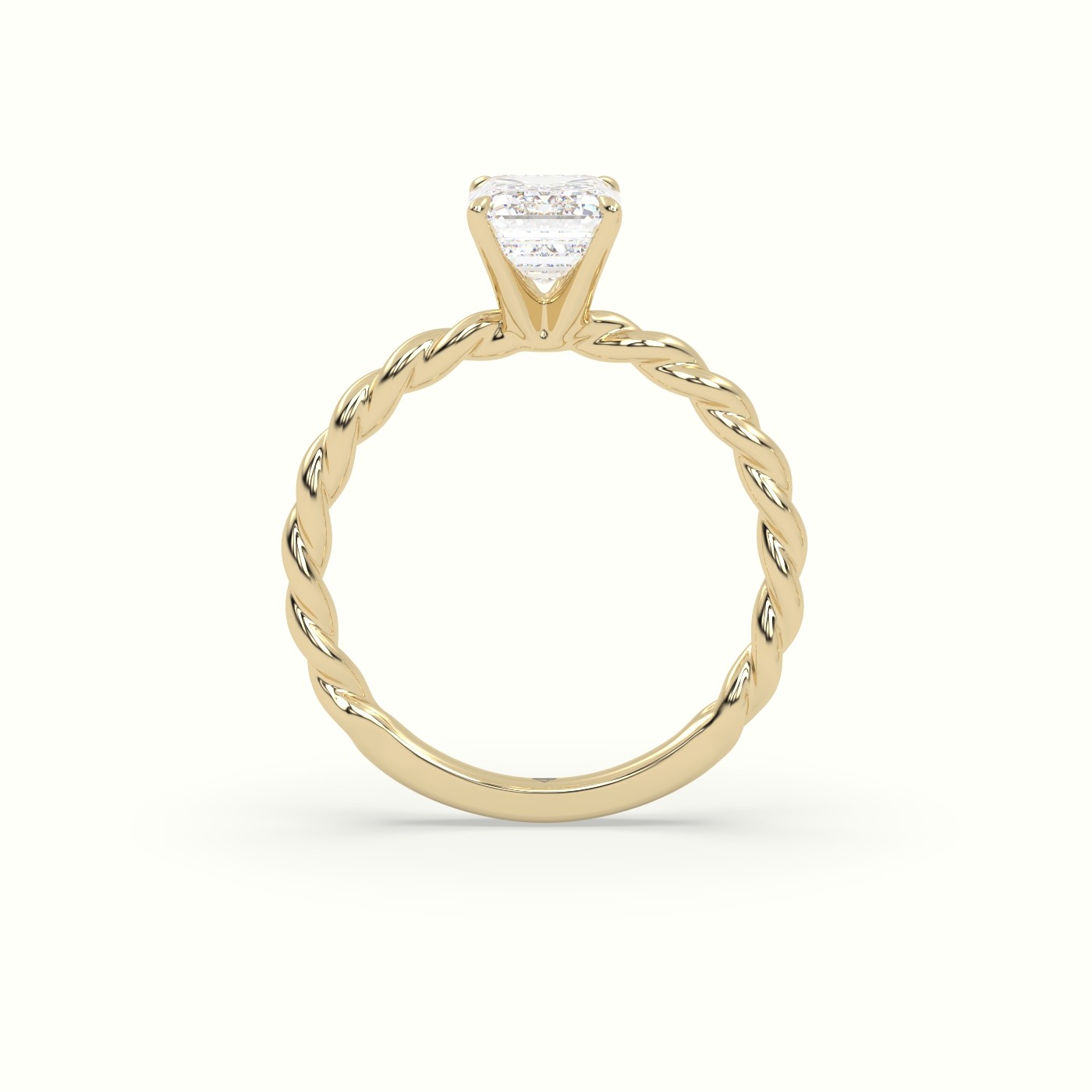 18K Yellow Gold Emerald Cut Diamond Solitaire Engagement Ring