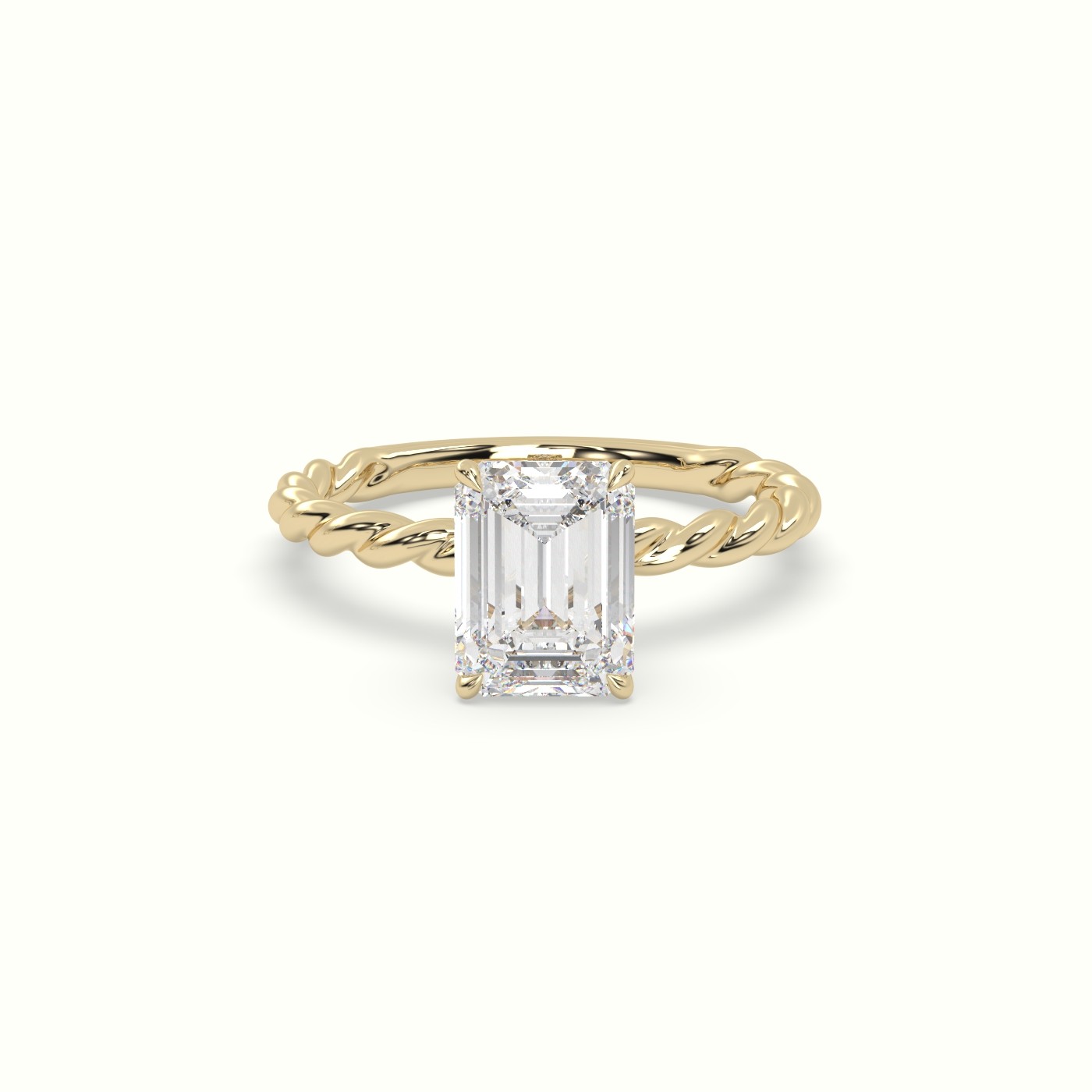 18K Yellow Gold Emerald Cut Diamond Solitaire Engagement Ring