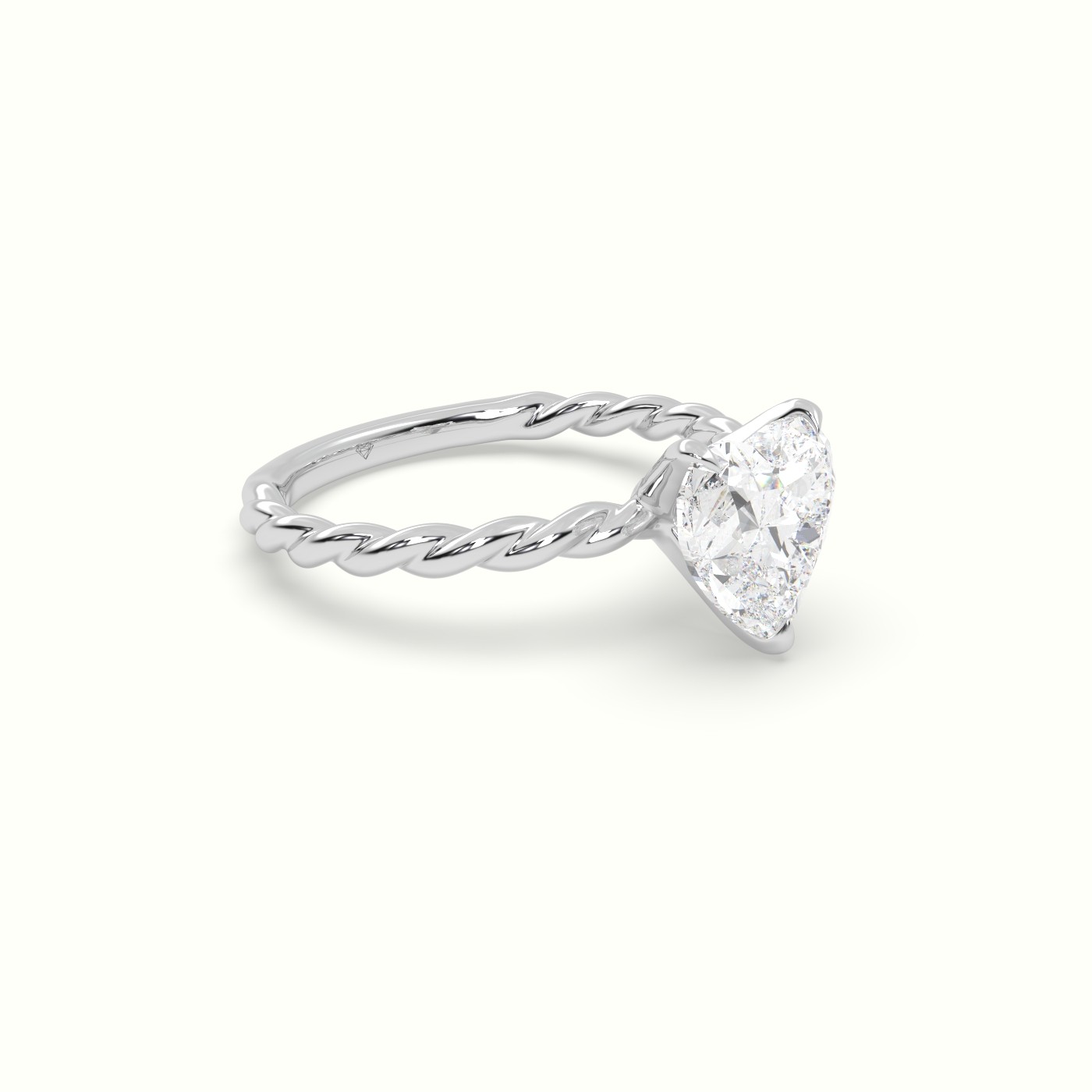 18K White Gold Heart Cut Diamond Solitaire Engagement Ring