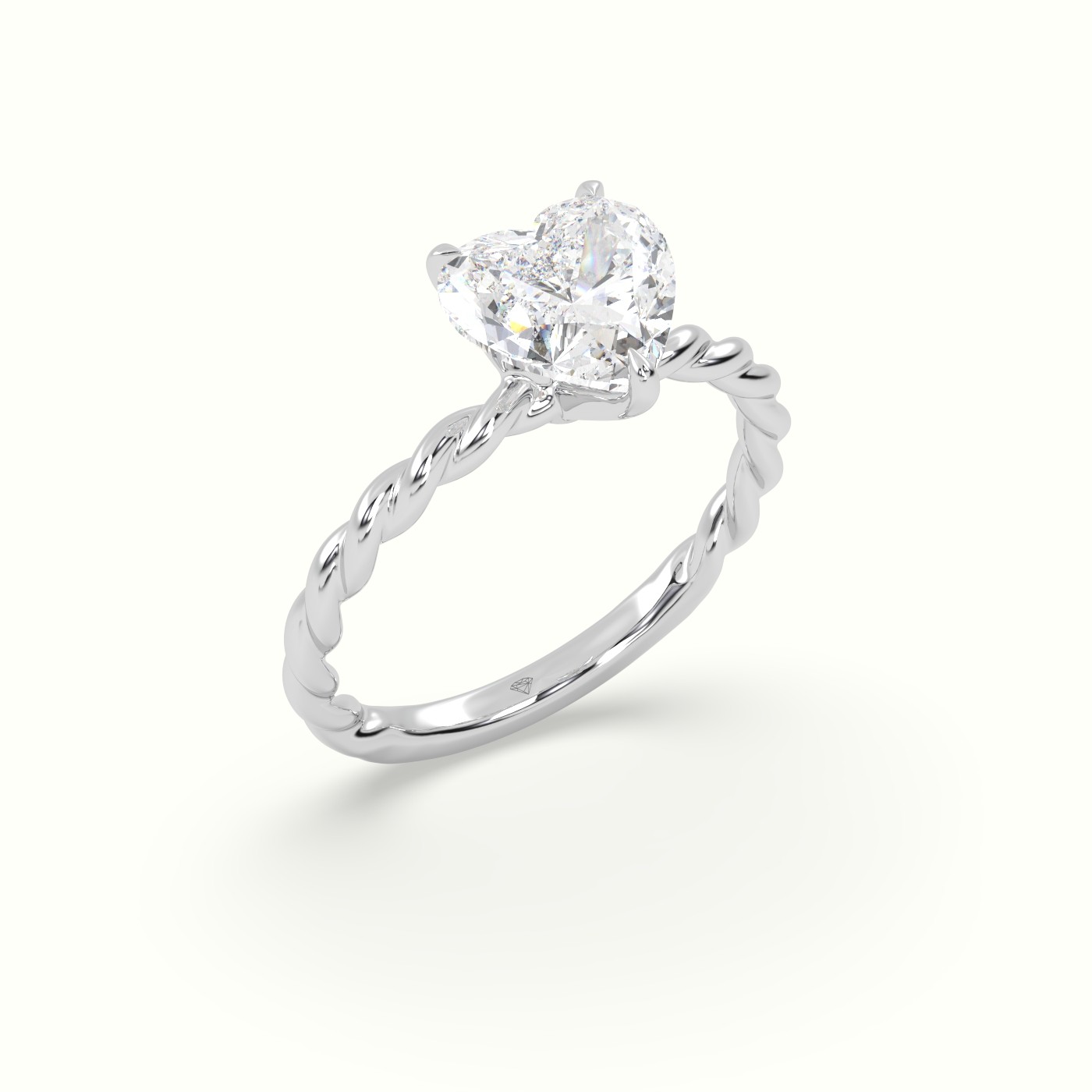 18K White Gold Heart Cut Diamond Solitaire Engagement Ring