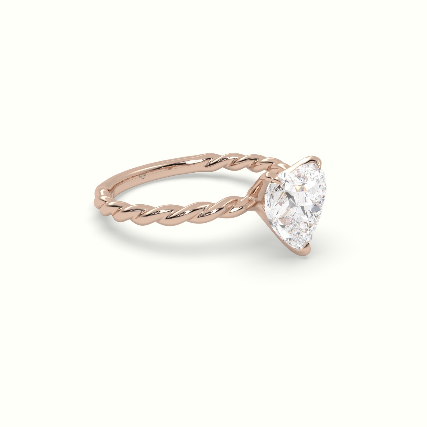 18K Rose Gold Heart Cut Diamond Solitaire Engagement Ring