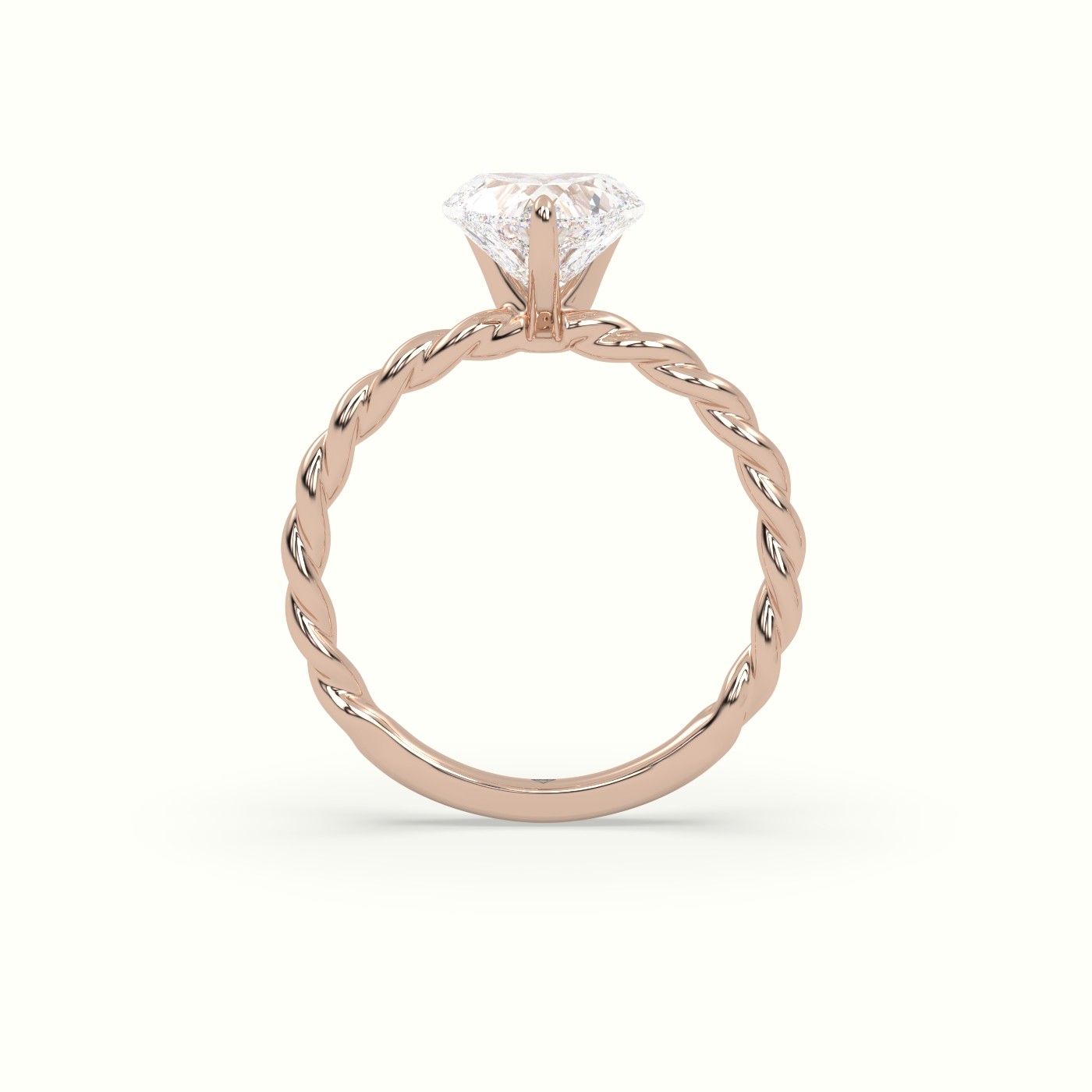 18K Rose Gold Heart Cut Diamond Solitaire Engagement Ring