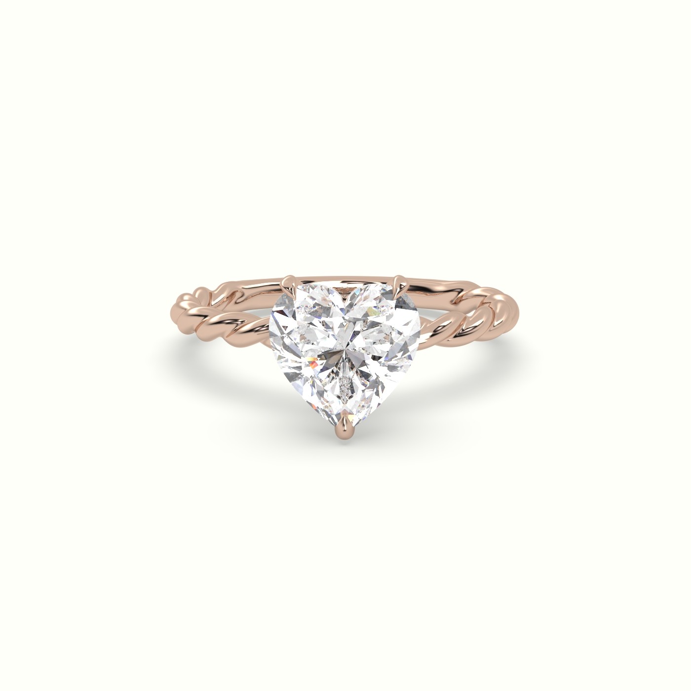 18K Rose Gold Heart Cut Diamond Solitaire Engagement Ring