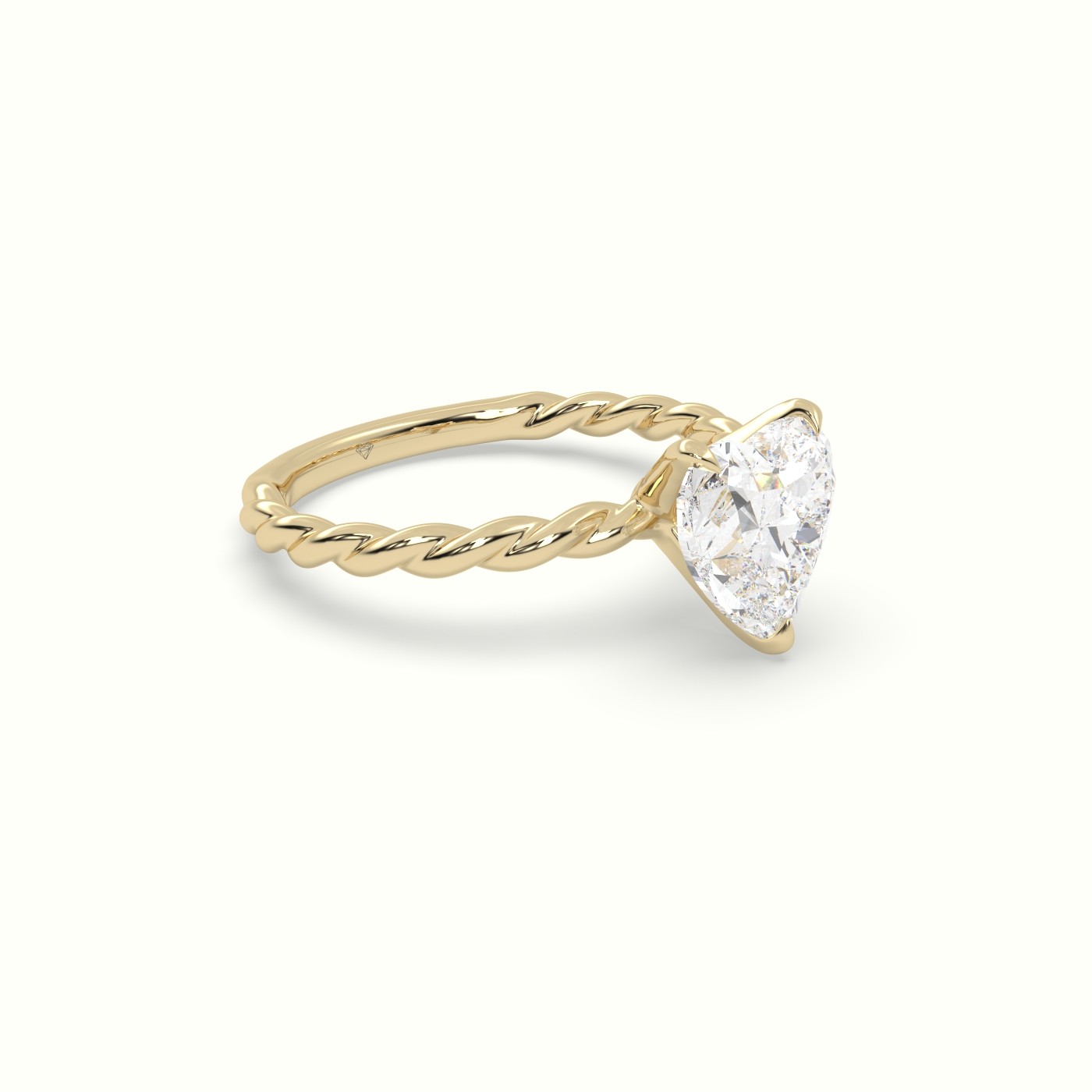 18K Yellow Gold Heart Cut Diamond Solitaire Engagement Ring