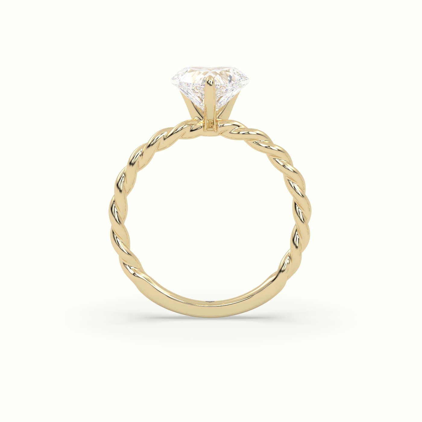 18K Yellow Gold Heart Cut Diamond Solitaire Engagement Ring
