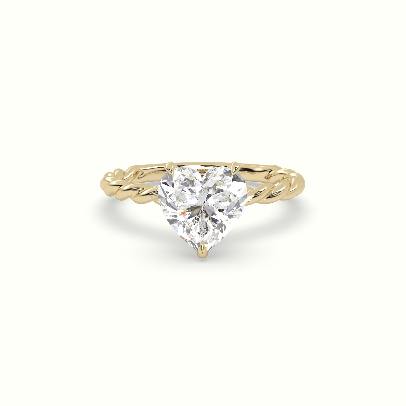 18K Yellow Gold Heart Cut Diamond Solitaire Engagement Ring