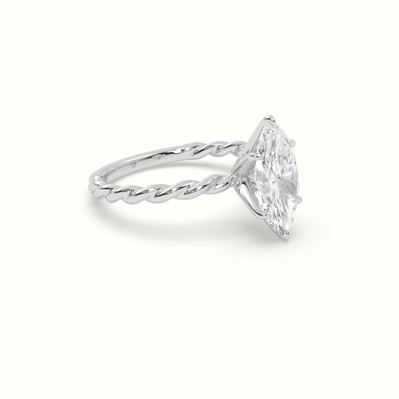 18K White Gold Marquise Cut Diamond Solitaire Engagement Ring