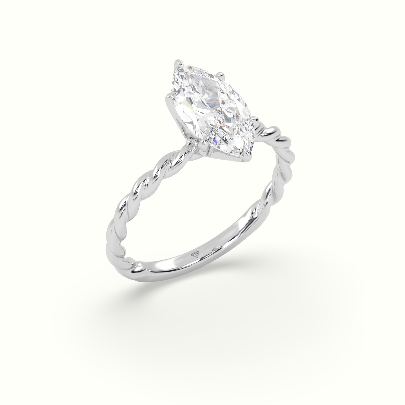 18K White Gold Marquise Cut Diamond Solitaire Engagement Ring