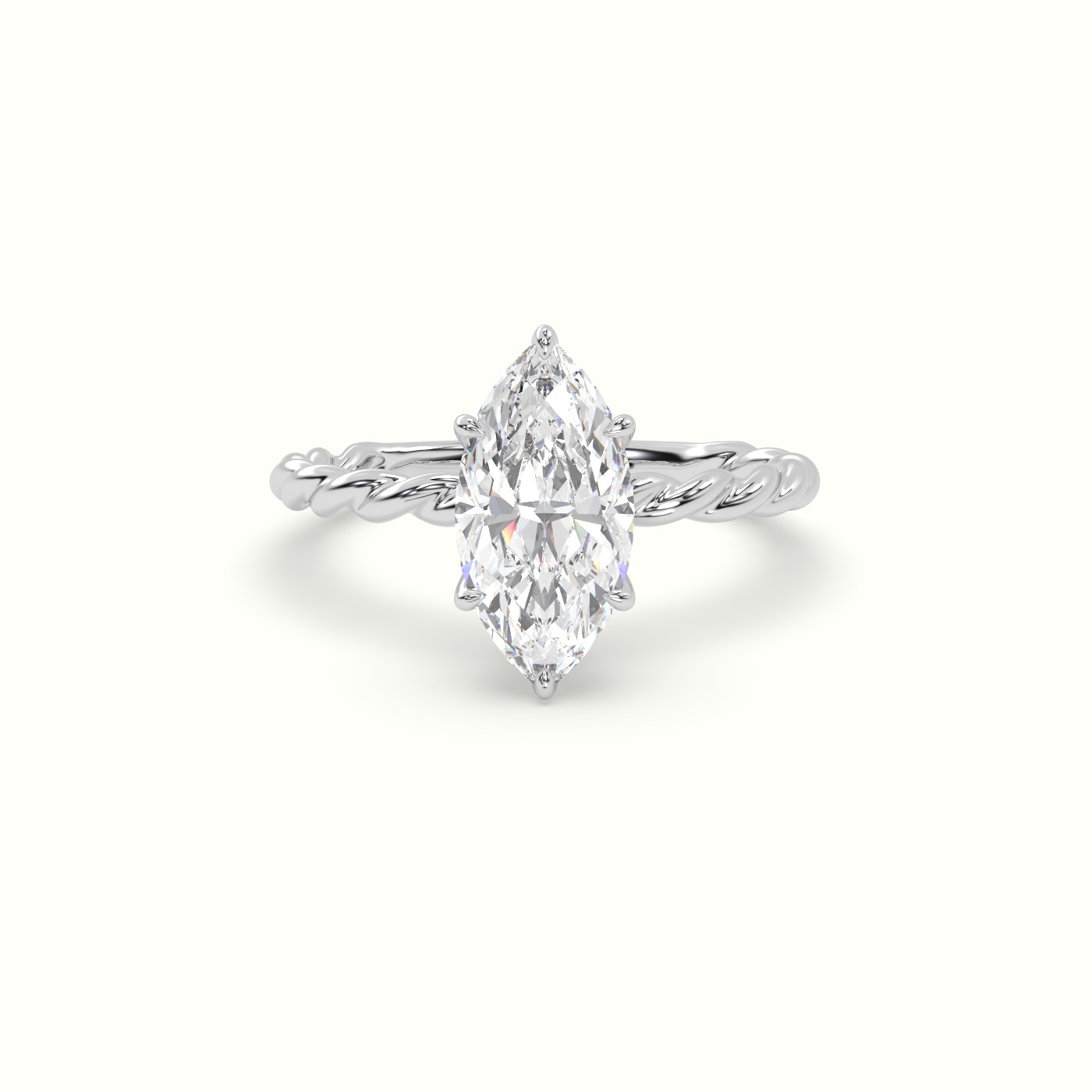 18K White Gold Marquise Cut Diamond Solitaire Engagement Ring