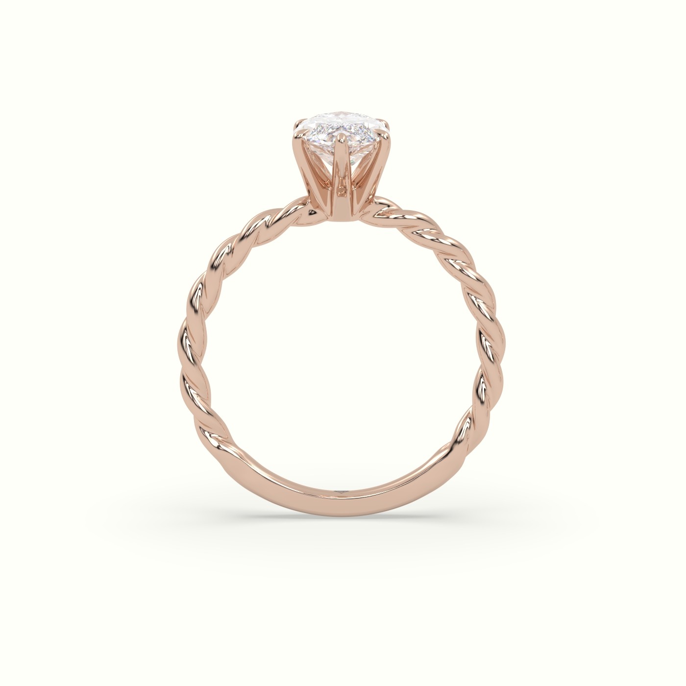18K Rose Gold Marquise Cut Diamond Solitaire Engagement Ring
